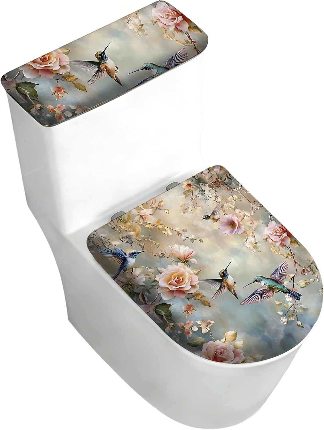 2 pack Toilet Lid Cover & Tank Lid Cover,Fits Standard & Elongated Toilet | Soft Stretchable Fabric,Machine Washable,Decorative Bathroom Protective Covers