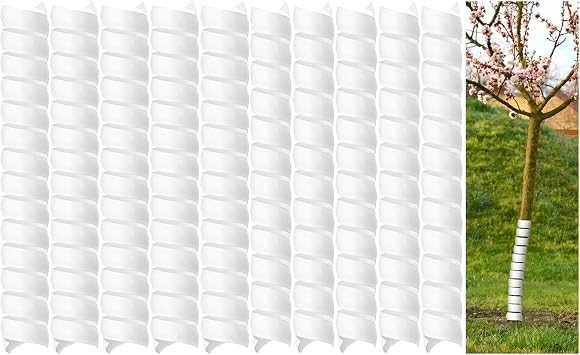 Fasmov 10 Pack Tree Trunk Protector, 2 Size Plastic Spiral Tree Guard Tree Trunk Protector Wrap Tree Bark Protector to Protect Bark, Tree Seedlings Tubes, Saplings Plants from Rodents Rabbit Mowers