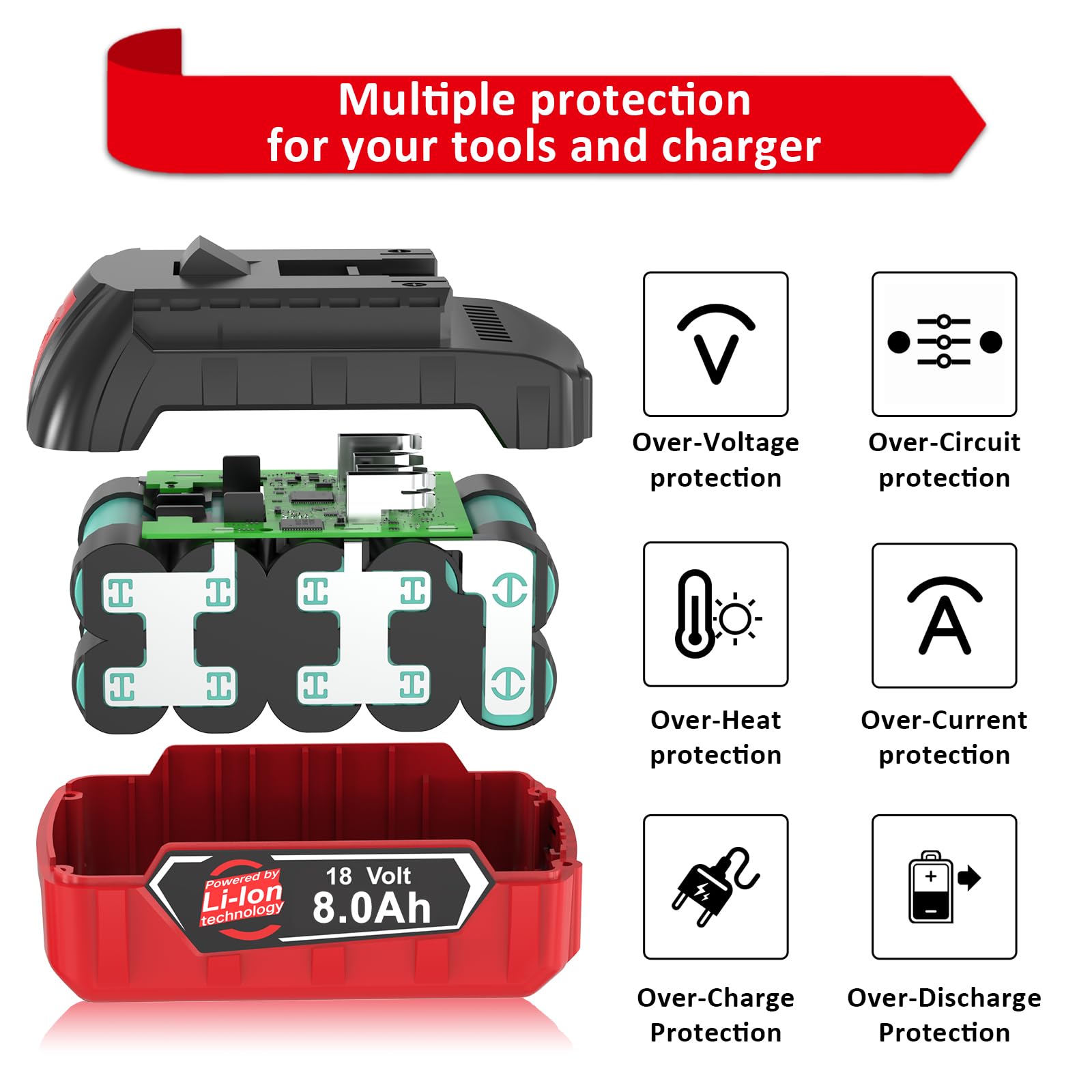 4 X 8000mAh Compatible avec Bosch Professional 18V Système GBA Batterie