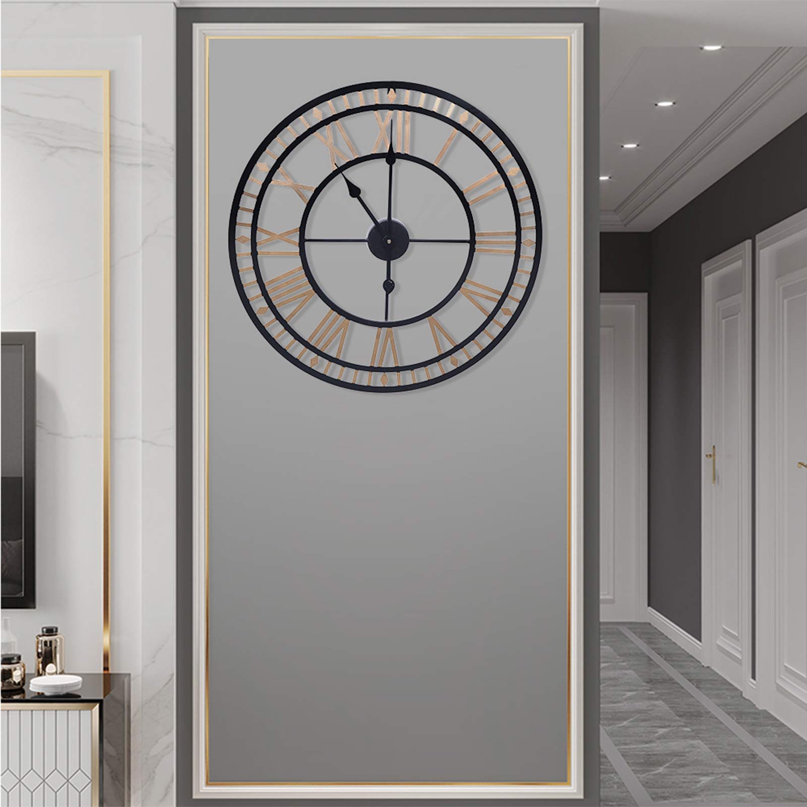 80cm Wanduhr Groß, Wanduhr Ohne Tickgeräusche, Wanduhr Modern, Aluminium-Zeiger, Batteriebetrieben, Lautlos, Wanduhr Gold für Küche, Wohnzimmer, Hotels, Klassenzimmern, Cafés, Heimbüro