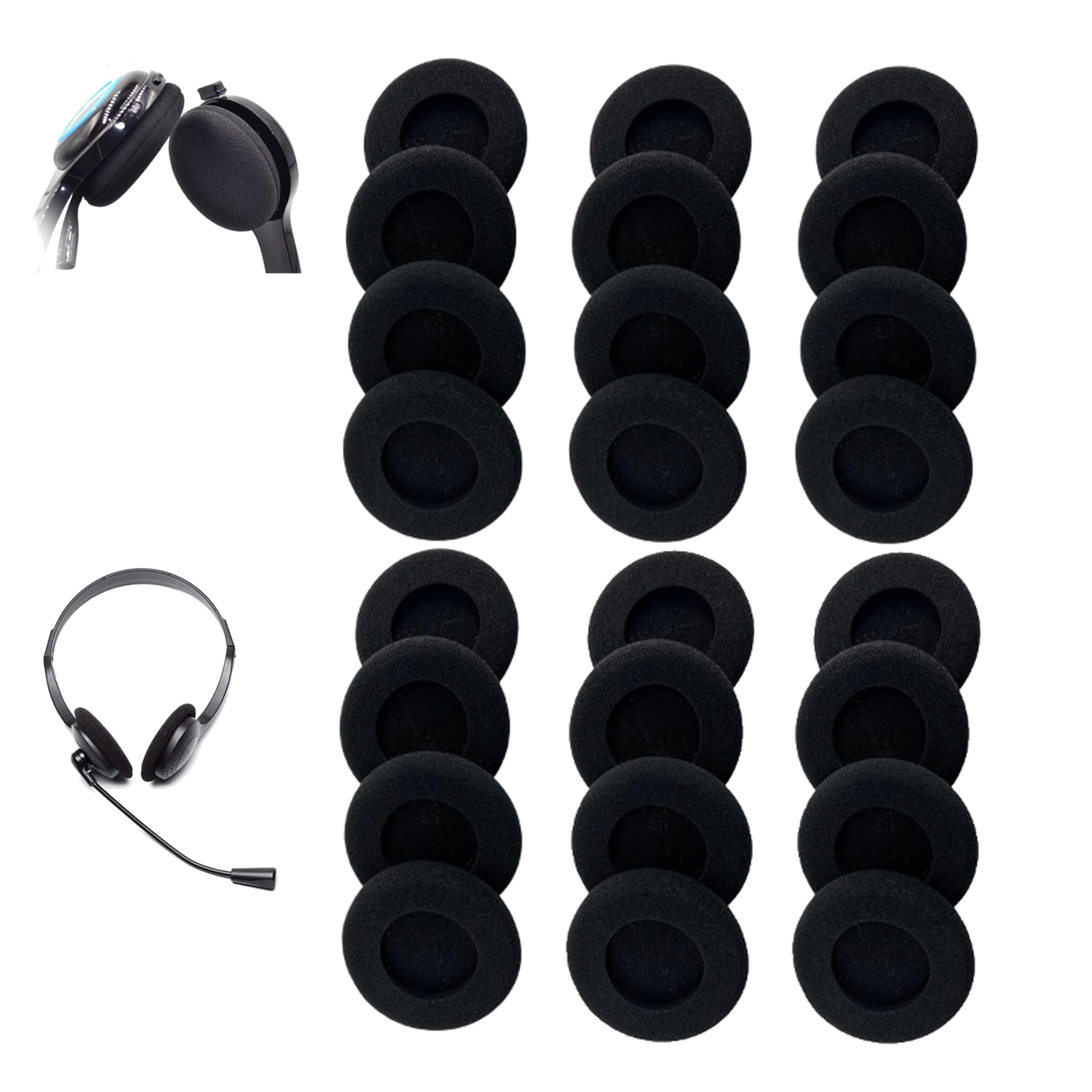 xieyaxie 24 Pack 55MM Black Headphone Earpads Replacement - earpads | Mubboo