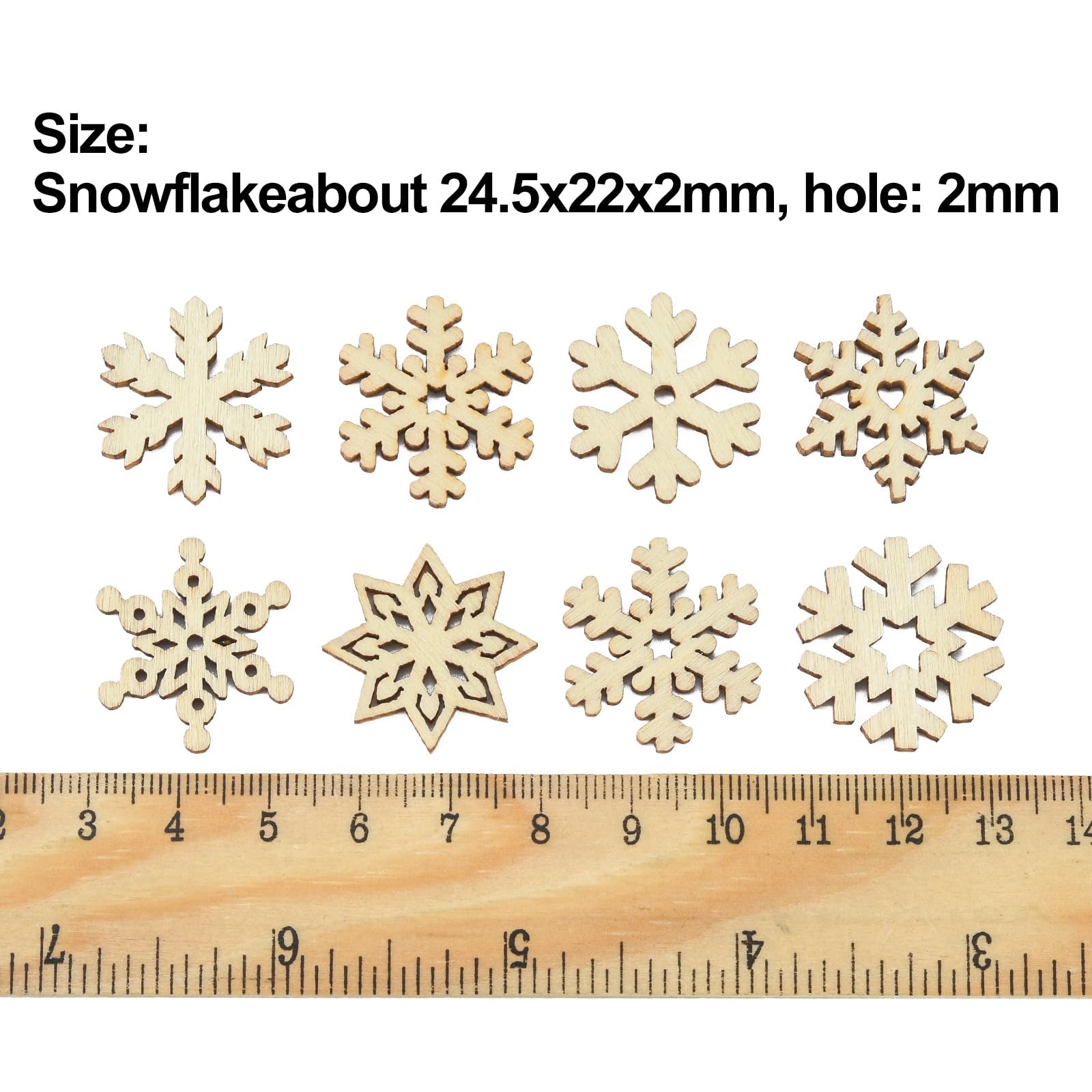 UR URLIFEHALL 100 Pcs Wooden Snowflake Cutouts Hollow Christmas Hanging Wooden Ornament Cutouts for Crafts DIY Xmas Gift Home Decoration - Image 2