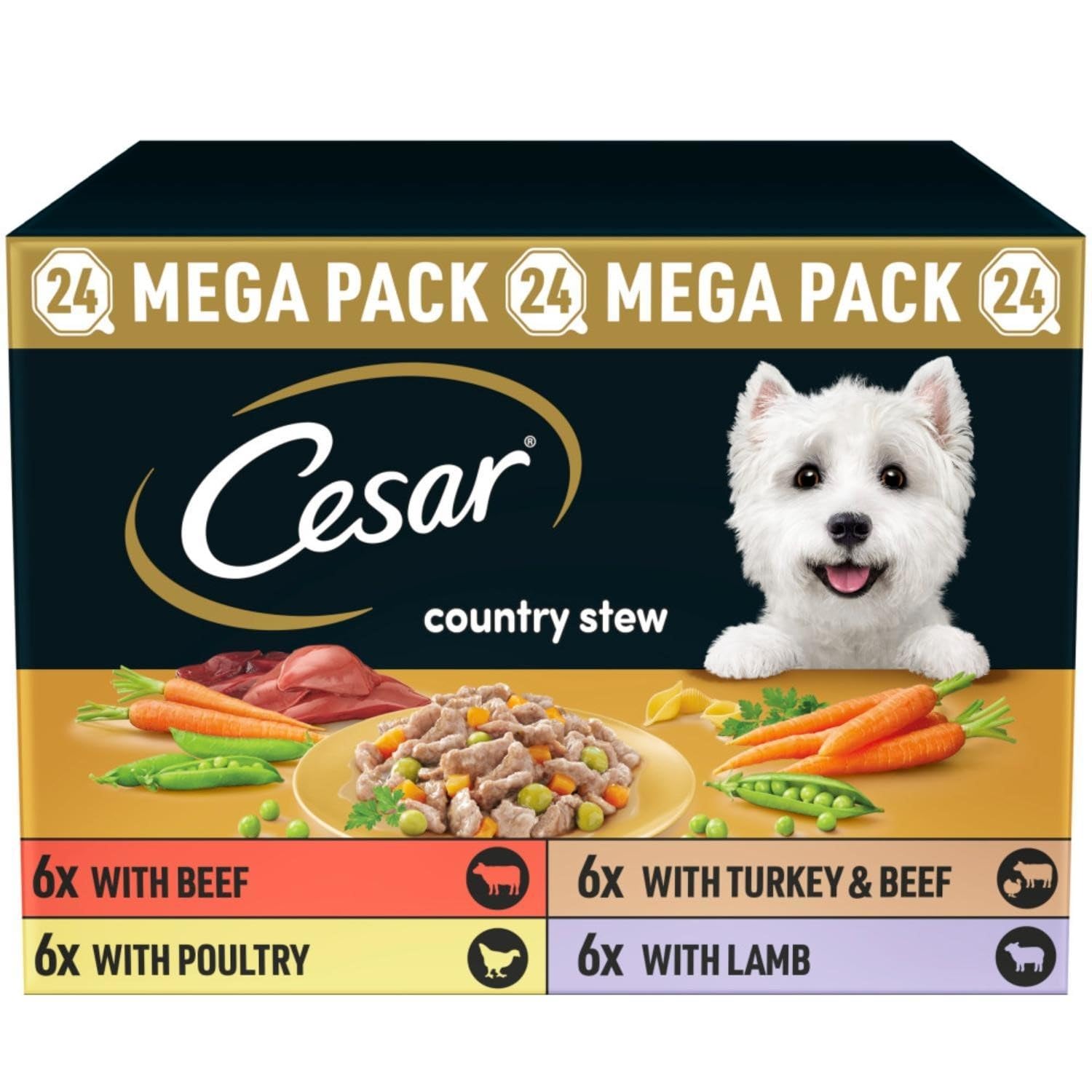 Cesar Country Stew Adult Wet Dog Food Trays Mixed Selection in Gravy 72 x 150g