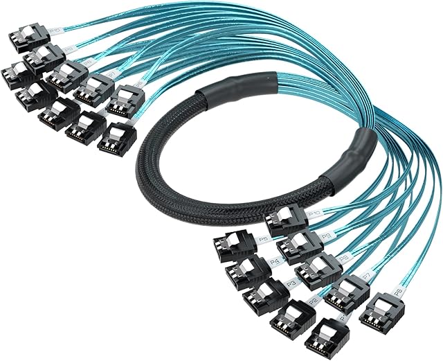 Kirolle 1.0m/3.28ft High Speed Sata Cable 3 Up to 6Gbps, Sas Cable for Server HDD SDD Computer CD DVD Drivers(10pcs/set)