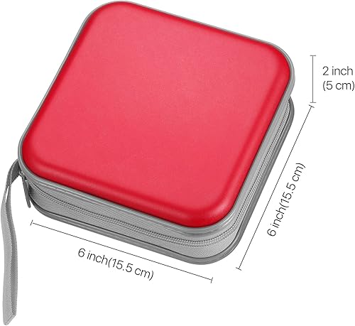Miniatura 5 de TNP Products Estuche de plástico rígido para almacenamiento de CDDVD, capacidad 40, rojo, portátil, 6 x 6 x 2 pulgadas, viajes en automóvil,