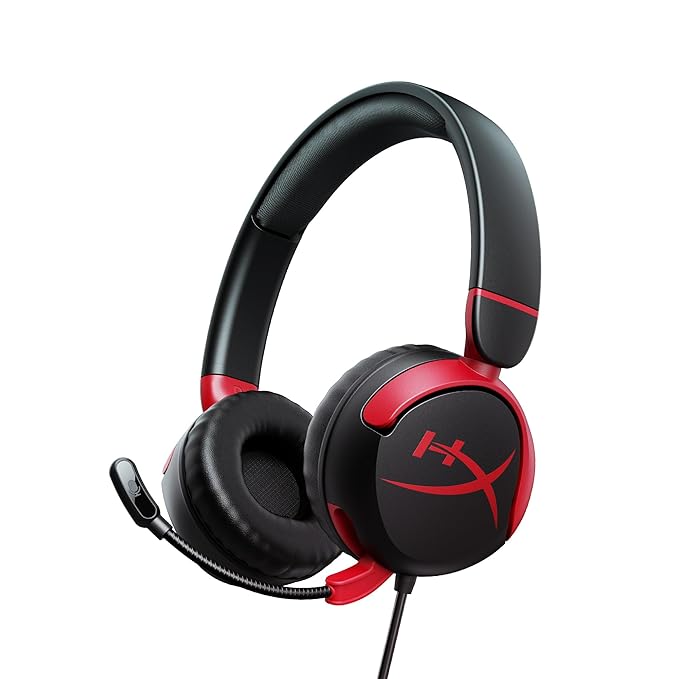HyperX Cloud Mini – Wired On Ear Headset Compatible with PC, Chromebook, Nintendo Switch,PlayStation Controllers,Xbox Controllers,Phones,Laptops,Tablets,Tuck-Away Boom Mic,3.5Mm Jack,Black & Red