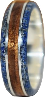 Bentwood Ring,Teak wood and Lapiz lazuli inlay ring, Titanium and wood inlay ring, Men's Wood Ring, Women's Wood Ring