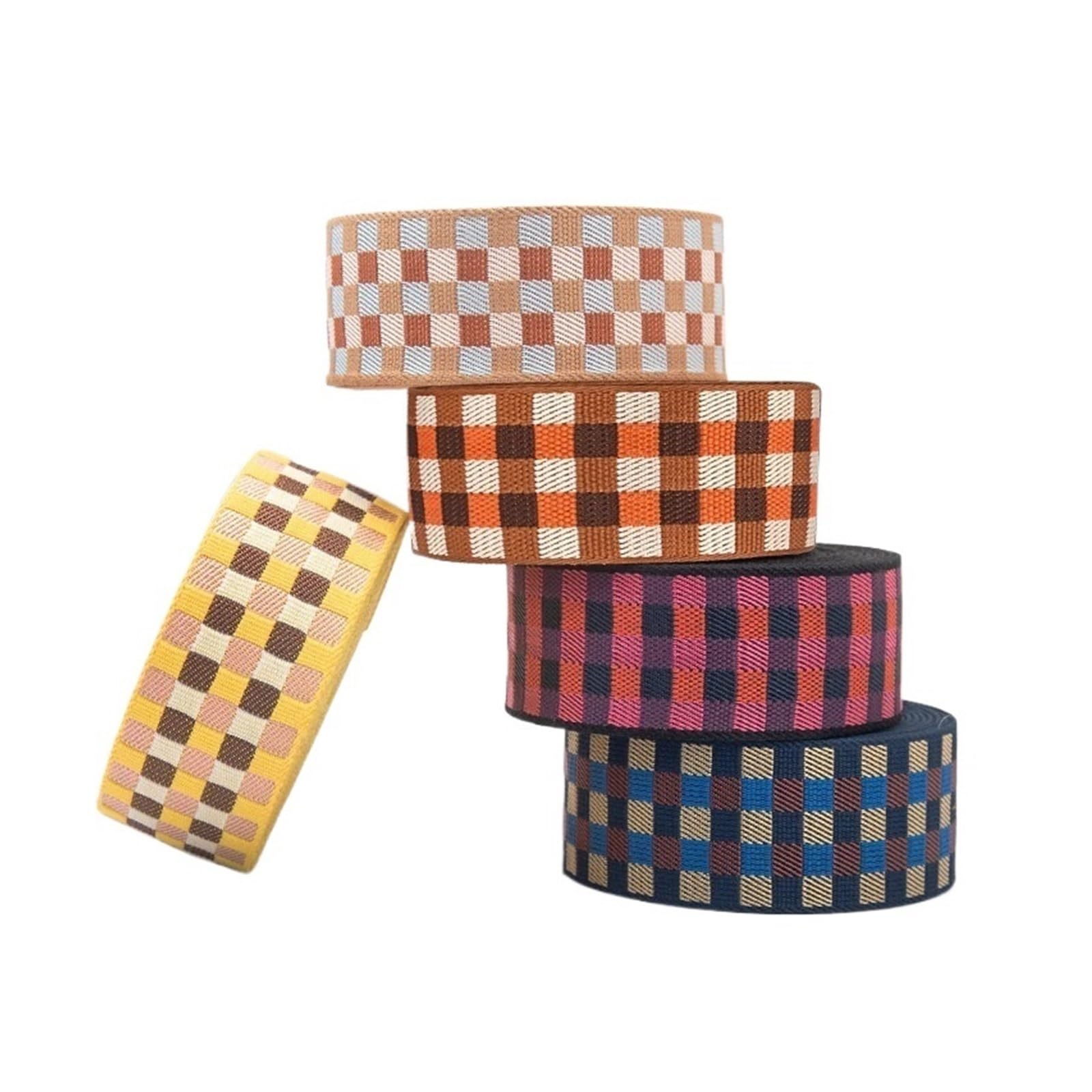 Wstążka tkana żakardowa, Taśma żakardowa bawełniano-poliestrowa, paski do toreb, 1/2 cala, wielokolorowe, 5 metrów(2 Inch yellow Brown)