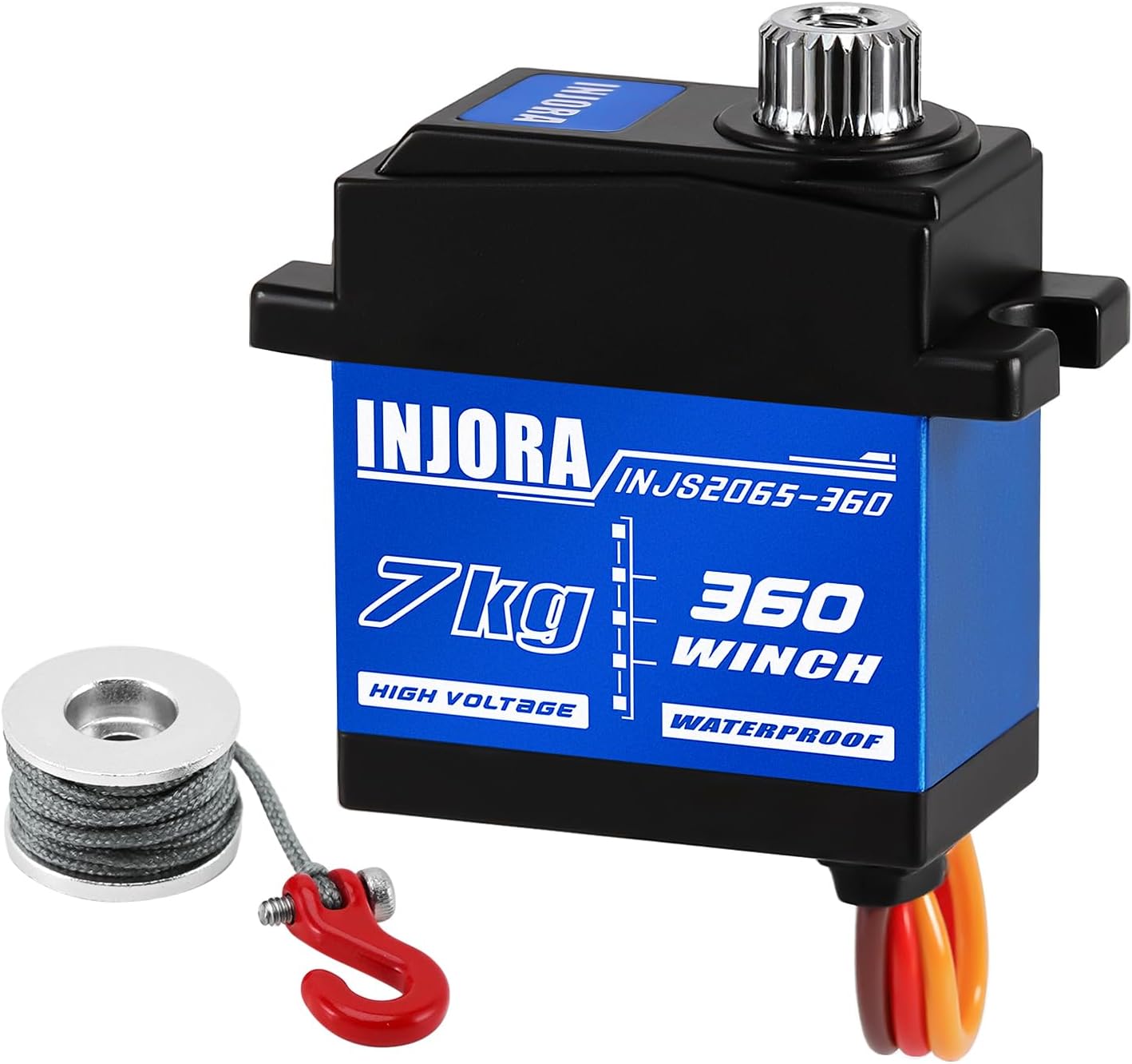 INJORA 7KG Waterproof Winch Servo with Spool for 1/18 TRX4M RC Crawler(INJS2065-360)