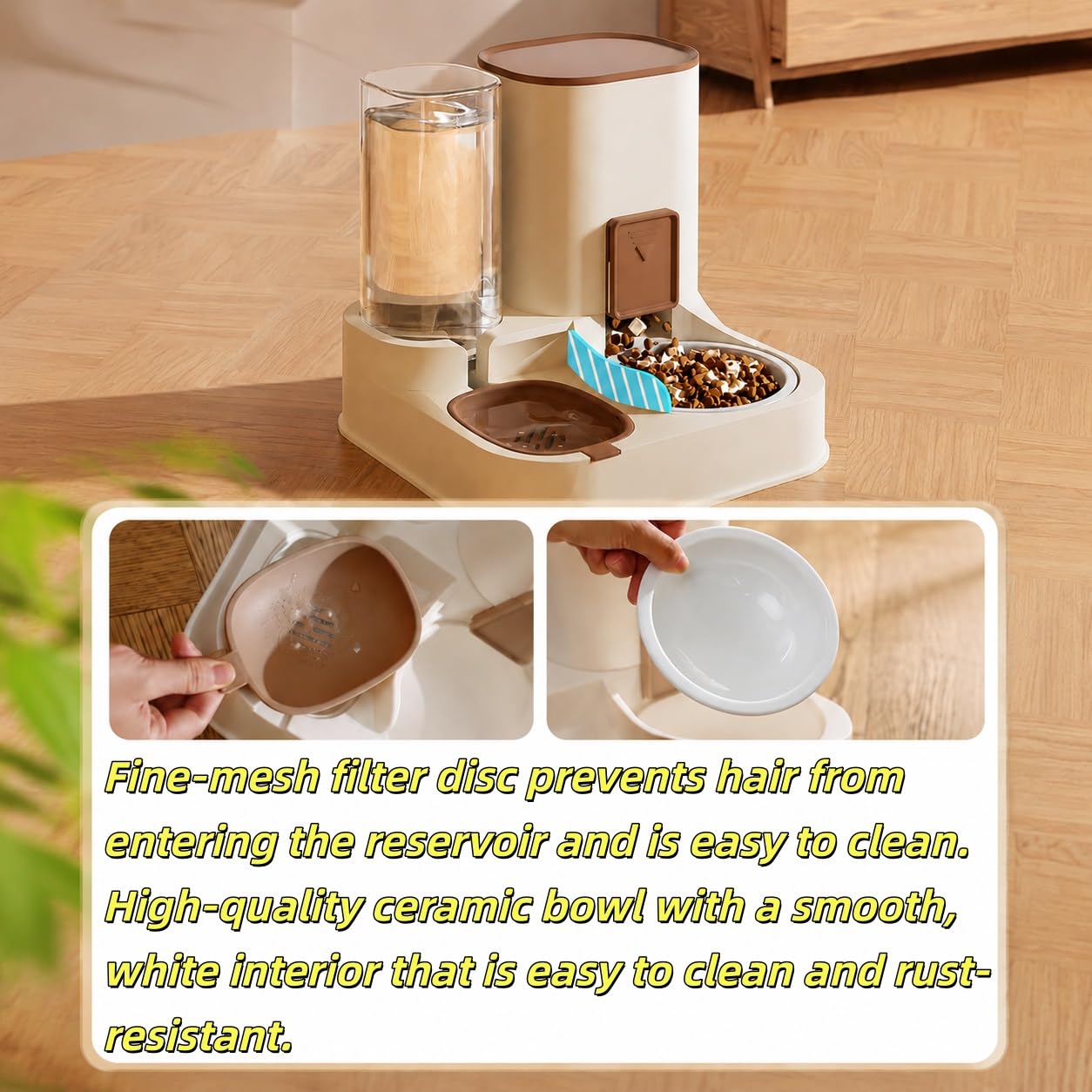 Mangiatoia Automatica per Gatti 2 in 1, Dispenser di Cibo e Acqua da Viaggio, Ciotola Rimovibile Regolabile