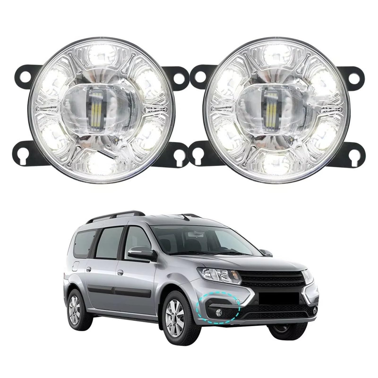 Parachoques Delantero Luz Niebla Para Largus Para Cross Para KS0 Para RS0 Para FL 2021 2022 Conjunto Luces Antiniebla LED Faros Con Lente + Lámpara Circulación Diurna Coche