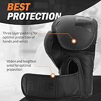 Vista 3 de FIVING Guantes de boxeo para hombres y mujeres, adecuados para boxeo, kickboxing, artes marciales mixtas, Muay Thai, MMA, entrenamiento con saco