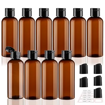 10 Pack 3.4 oz Brown Travel Bottles for Toiletries