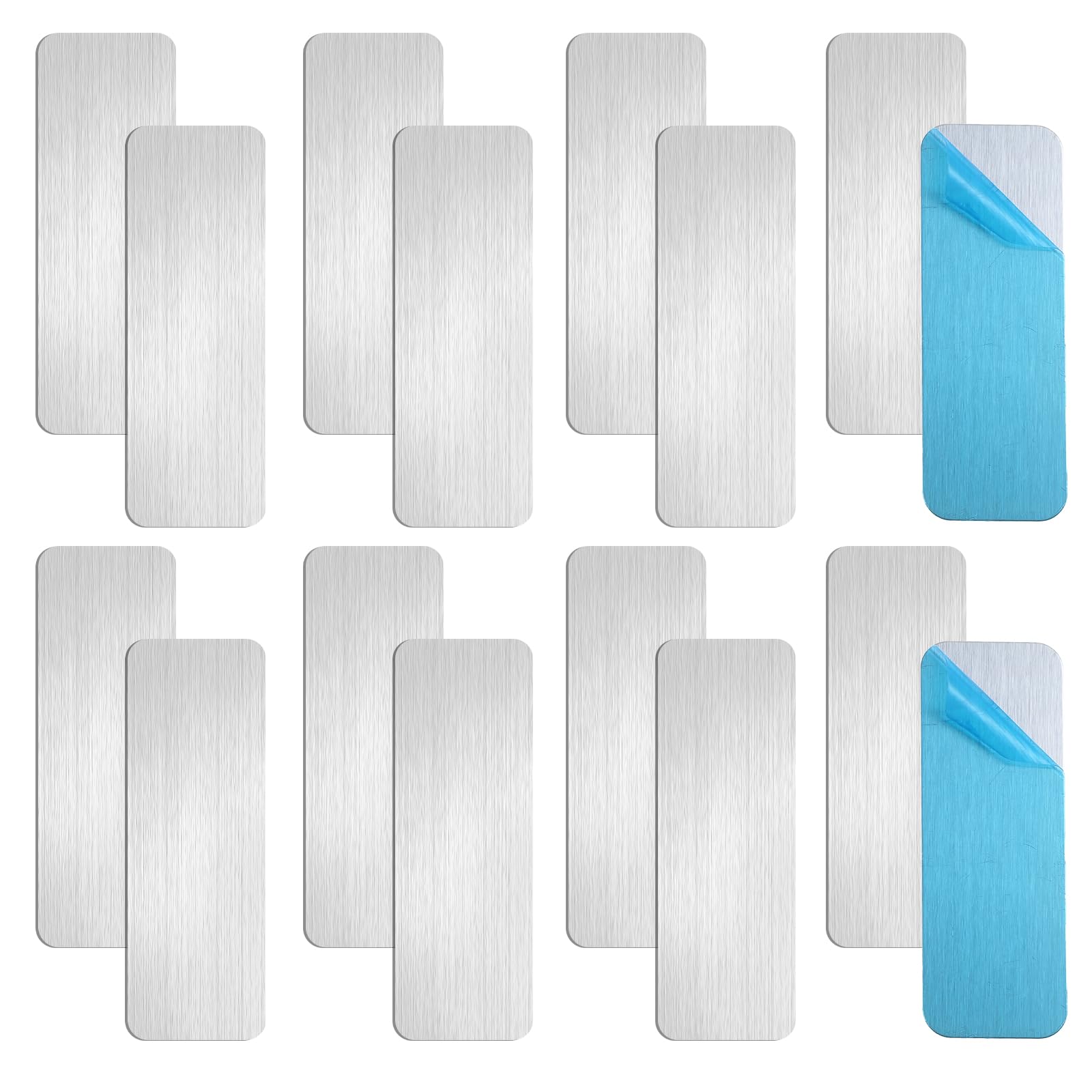 16 Pack Metal Plates for Magnets Magnetic Mount Adhesive Metal Strips 1" X 2.75" Rectangular Steel Sheets with Adhesive Backing for Magnets on Non-Steel Vents Phone