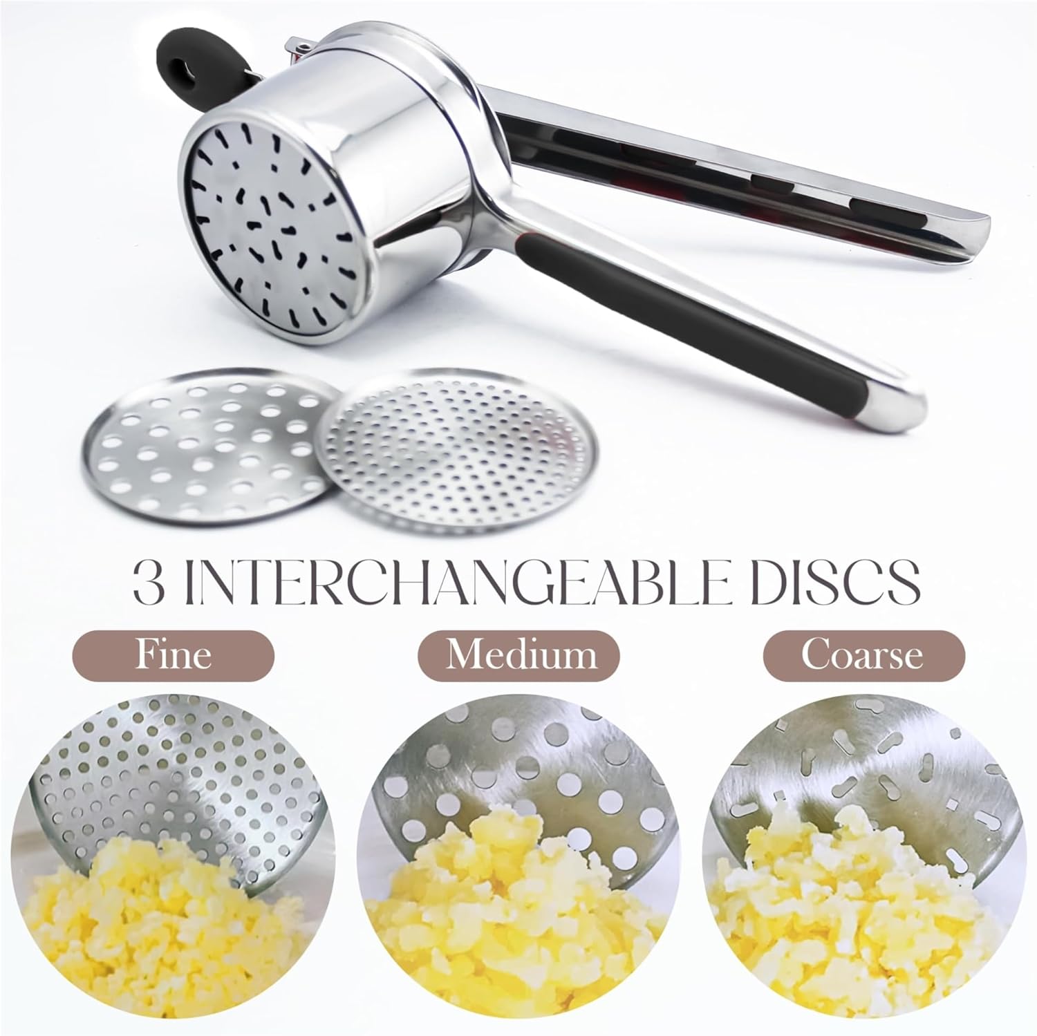 Heavy Duty Stainless Steel Potato Masher and Ricer Kitchen Tool, Press and Mash Kitchen Gadget For Mashed Potatoes Mill