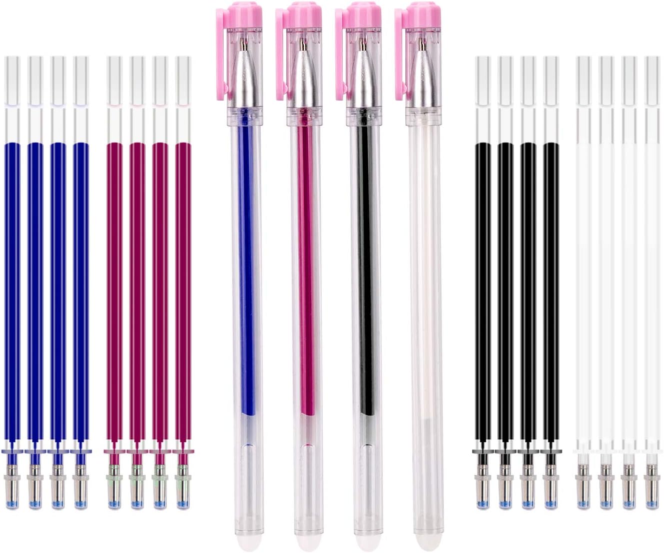 KINBOM 4 Colors Heat Erasable Fabric Pens Heat Pens with 20 Pieces