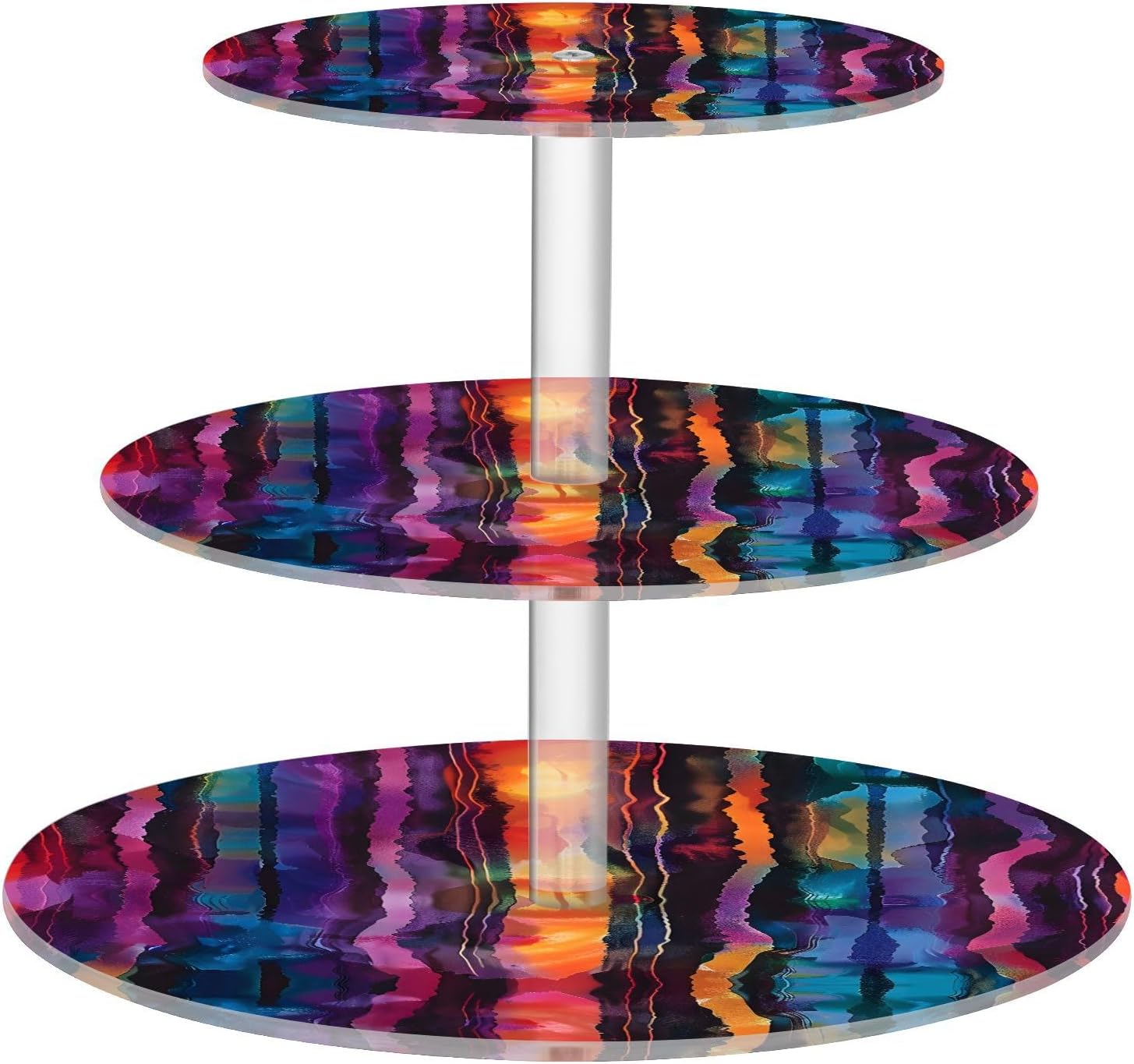 3 Tier Cupcake Stand Uniqu Space Dyed Acrylic Tower Tiered Tray Stand for Wedding Birthday Party Decoration