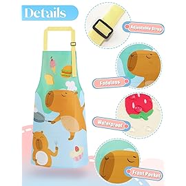 WERNNSAI Capybara Kids Art Aprons for Cooking - Kids Painting Apron for Girls age 2-5, Toddler Kid Art Smock Toddler Chef Aprons for Children Kitchen Baking Gardening Party Birthday Gift