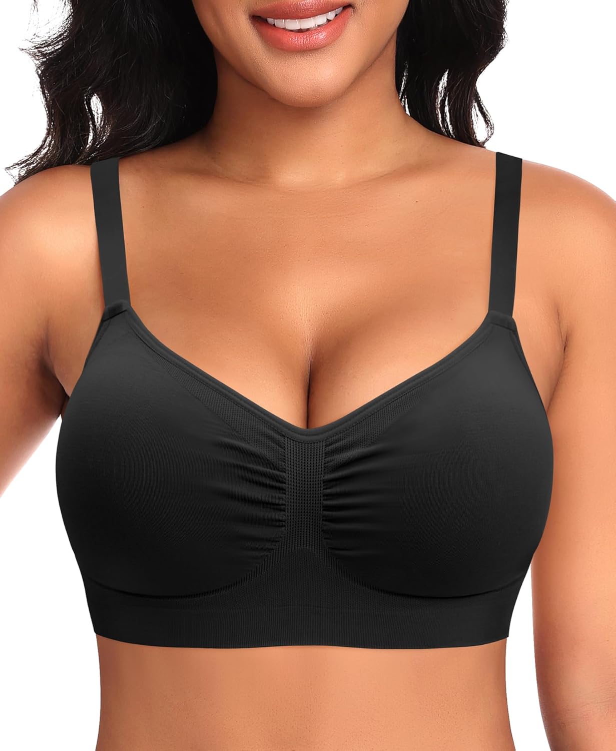 Wireless Sewn in Padded Bras for Women No Underwire T Shirt Bralettes Full Coverage Comfortable Everyday Bra