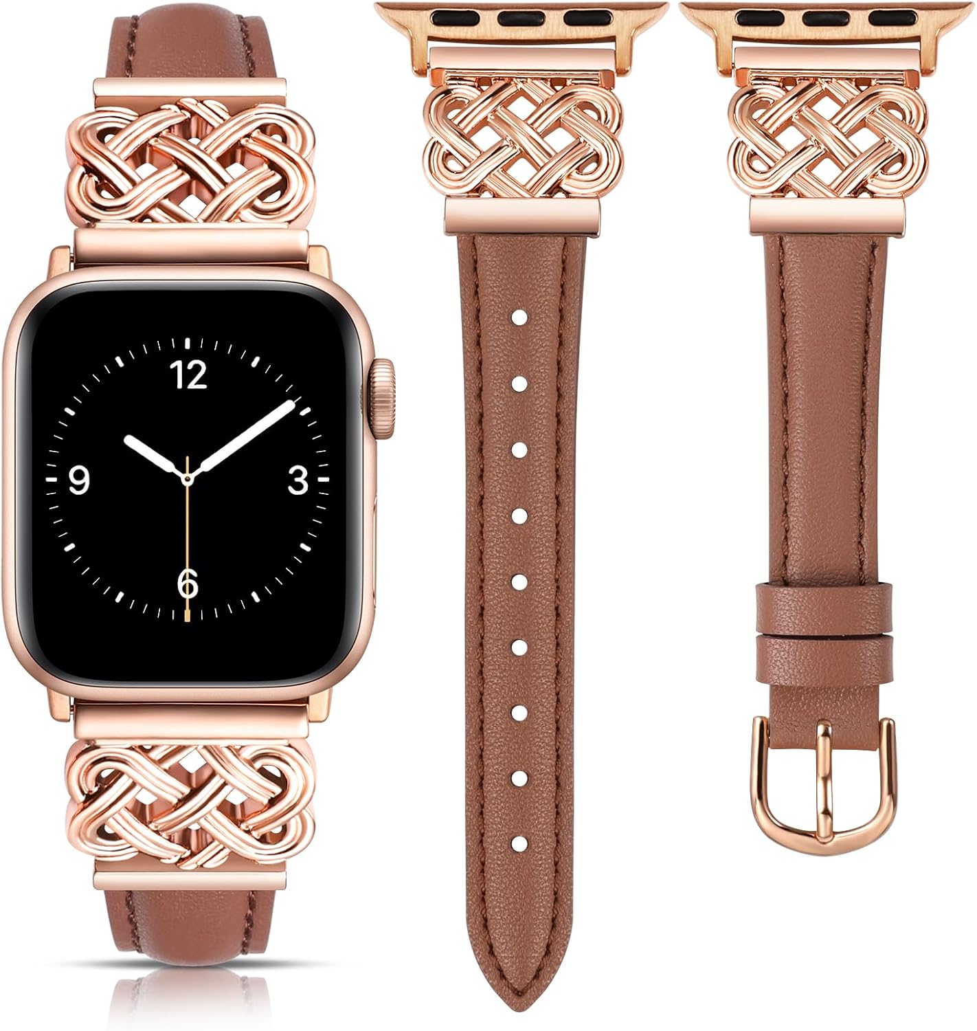 TOYOUTHS Celtic Knot Leather Strap Compatible with Apple Watch Bands Women