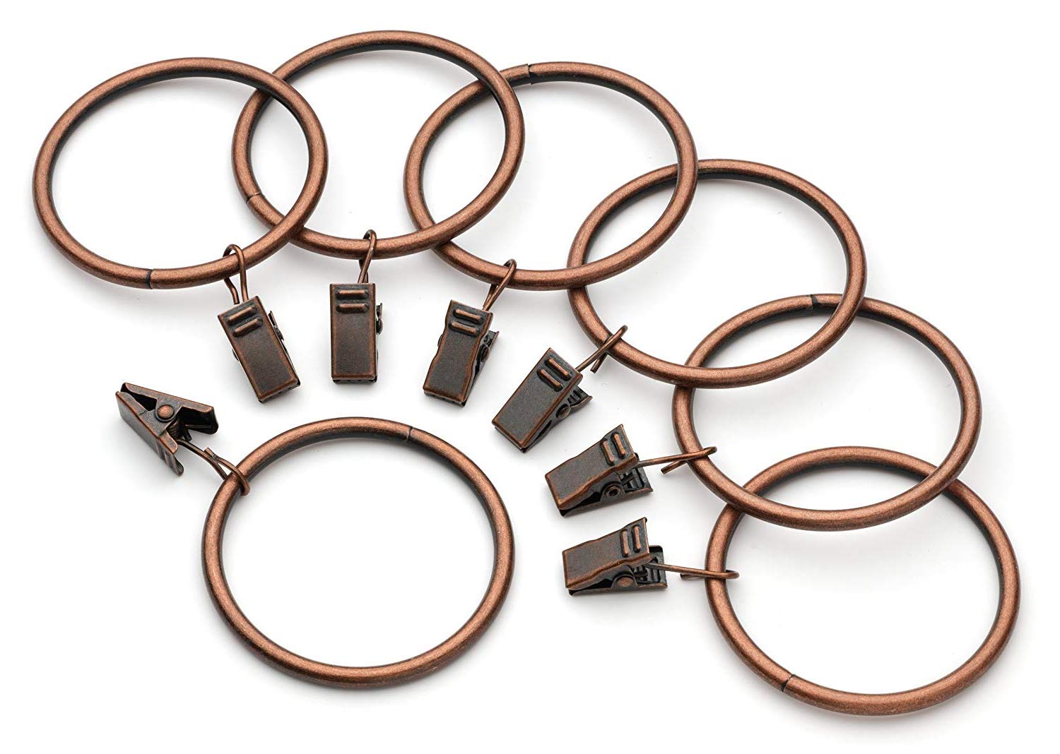 JoconHD6063 Pack of 14 Drapery Curtain Rings with Clips, 2.5 Inch Inner Diameter (14, Antique copper)