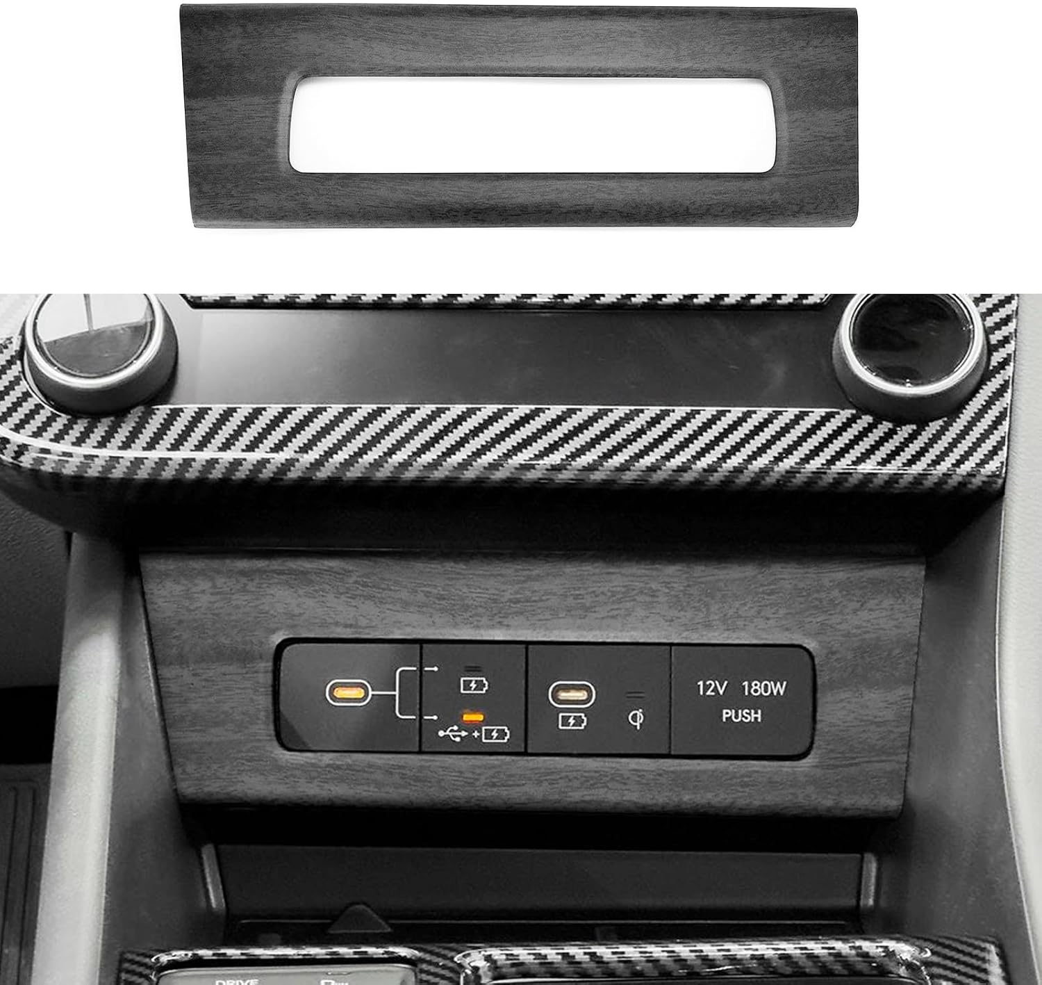 YOUTOOCAR Charging Port USB Hole Protective Cover Compatible with Hyundai Sonata 2024-2025 Accessories (Wood Grain)