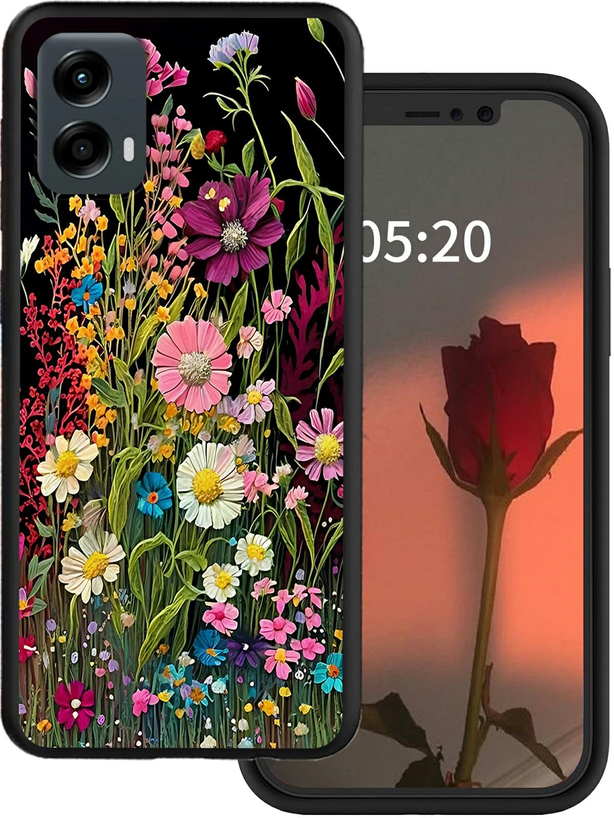 Rossy for Motorola Moto G 5G 2024 Phone Case with Wildflowers Pattern for Women Men Slim Soft TPU Silicone Anti-Scratch Shookproof Protection Cover
