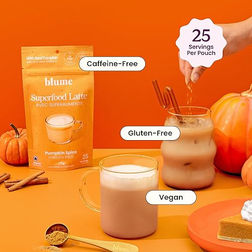 Miniatura 5 de Blume Pumpkin Spice Latte - Superfoods Latte en polvo - Latte en polvo sin almíbar orgánico y vegano - 30 porciones (4.41 oz)