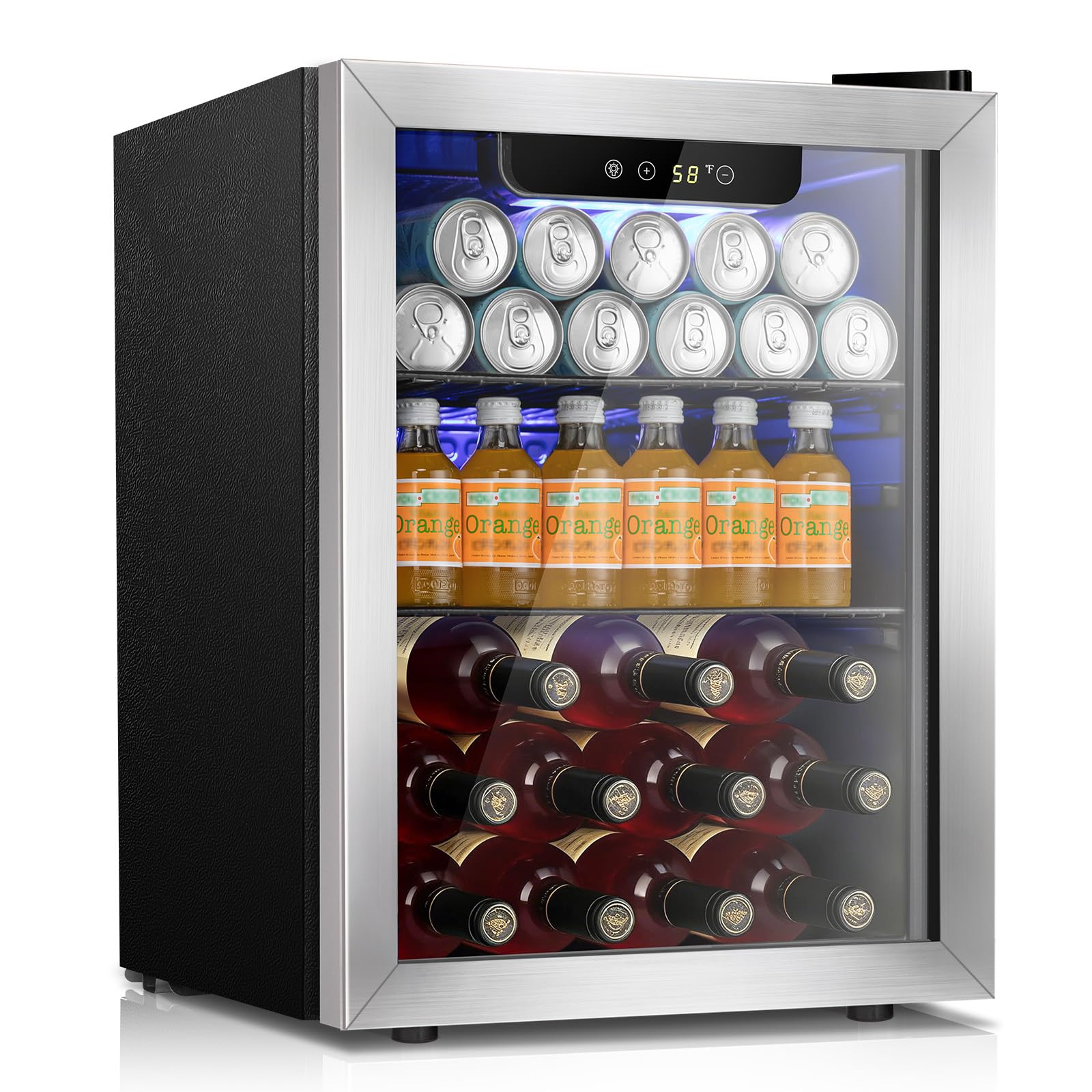 Kismile 68 Can Mini Fridge 1 7 Cu Ft Beverage Refrigerator for 16 Bottle Mini Refrigerator Cooler with