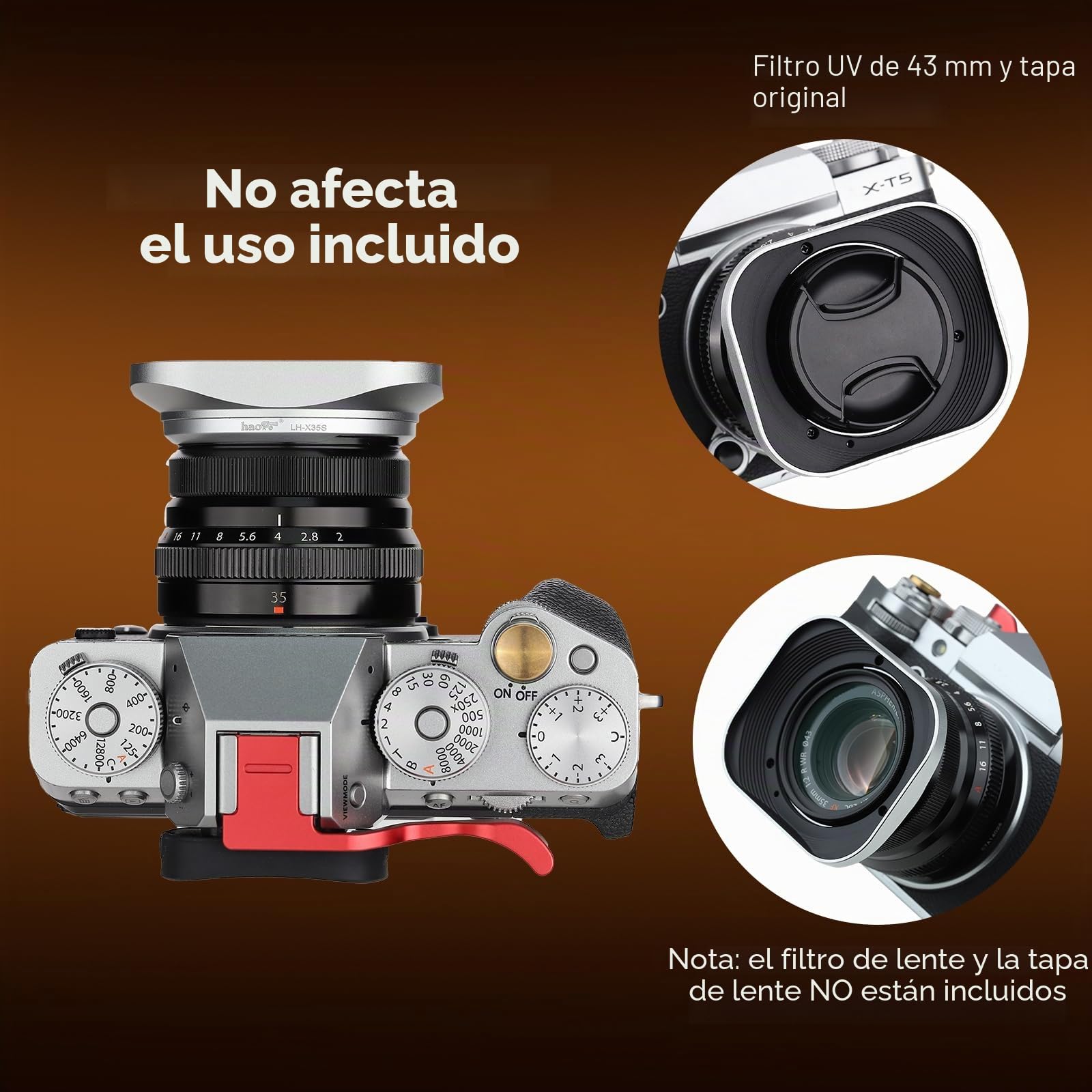 Haoge LH-X35S - Parasol rectangular de metal cuadrado de bayoneta para Fujifilm Fuji Fujinon XF 35 mm F2 R WR XF35mmF2, XF 23 mm f2 R WR XF23mmF2 y XC 35 mm F2 XC35mmF2 lente reemplazar LH-XF35-2