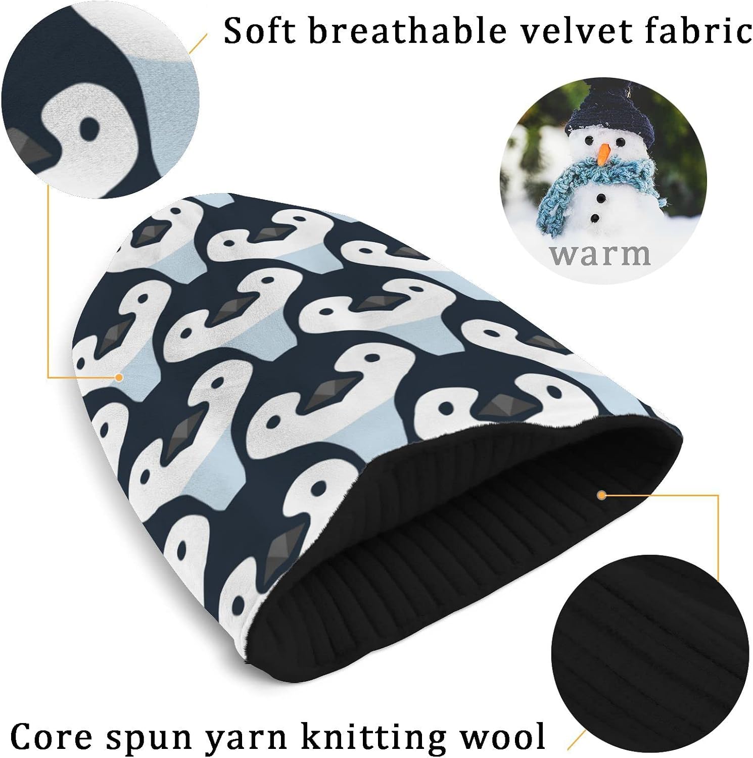 Naanle Sheep Beanie Hat Stretch Slouchy Warm Knit Winter Hats Skully White Beanie Ski Beanies Cap, Medium-Large - Image 2