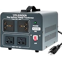 Yinleader Voltage Converter Transformer 3000w Step Up/Down Power Converter 110-120V to 220-240V/220-240V to 110-120V, with 2 US &amp; 2 Universal Outlets, Circuit Breaker Protection (Grey)
