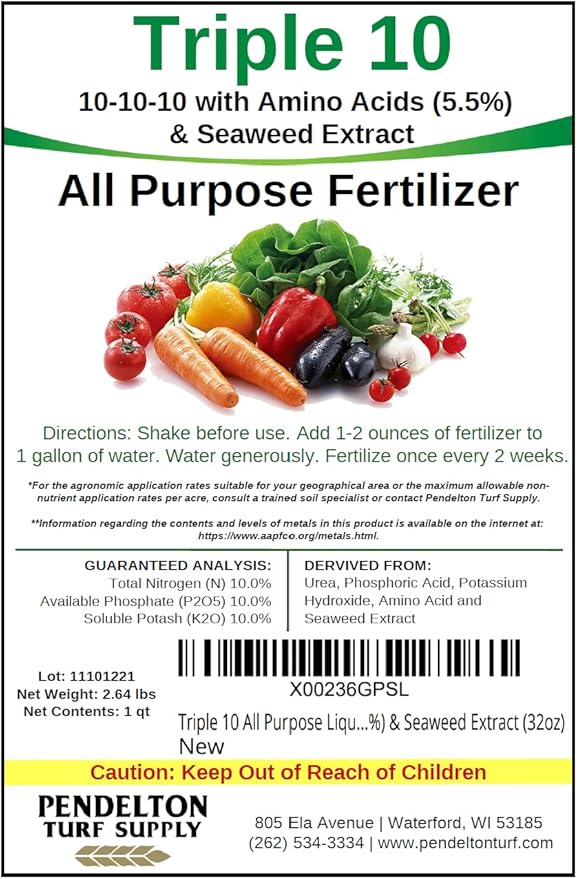 Fertilizante Líquido Triple 10 10-10-10 con Aminoácidos (32 oz) miniatura 2