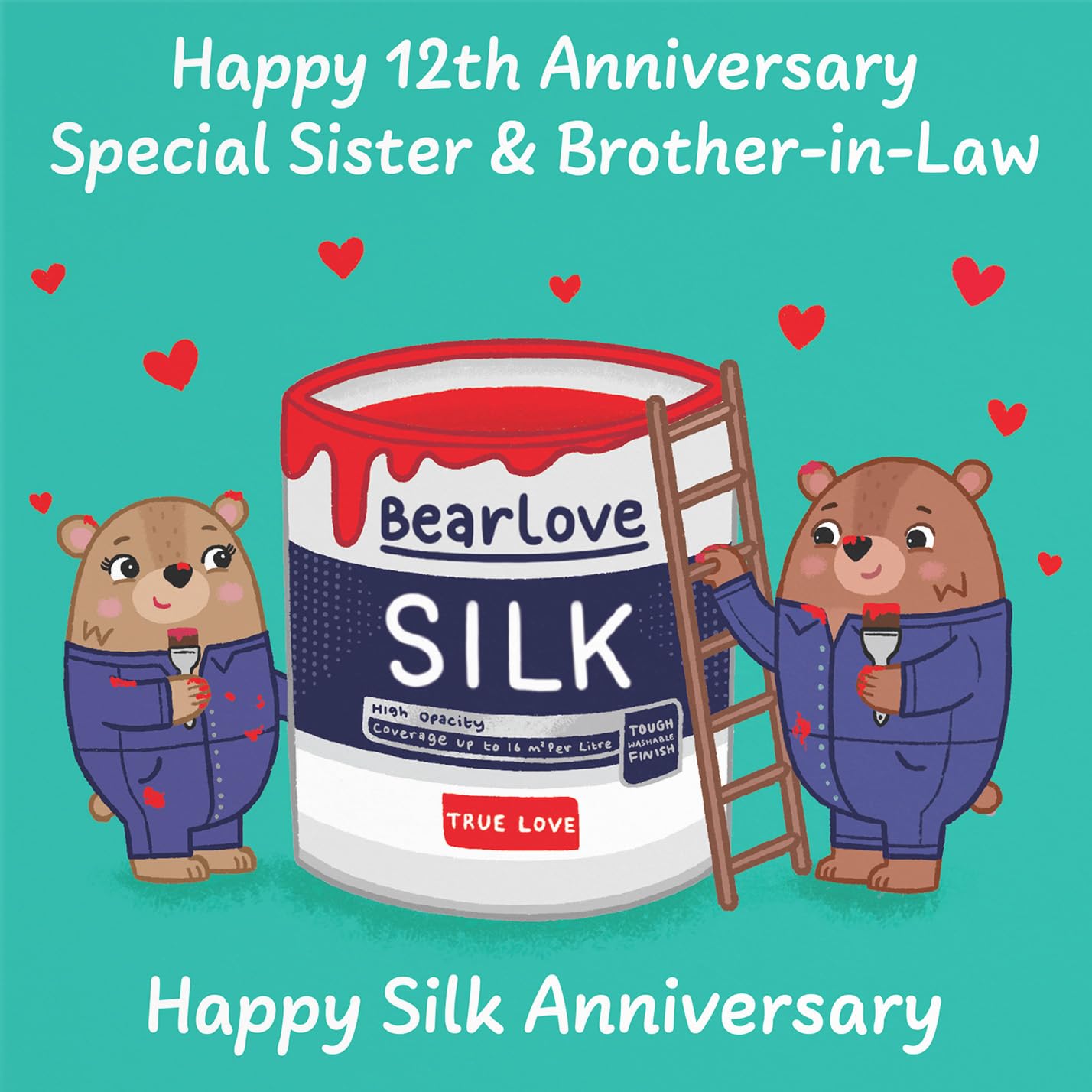 Hunts England, Sister And Brother In Law 12th Anniversary Card, Silk Anniversary, 12 Years - Image 2