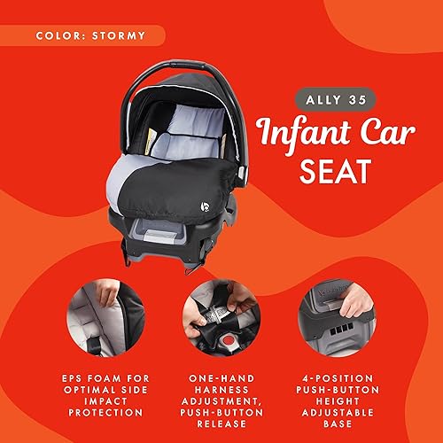Miniatura 3 de Baby Trend Ally - Sistema de transporte de asiento de automóvil para bebé recién nacido con arnés y funda extra acogedora para bebés de hasta 35