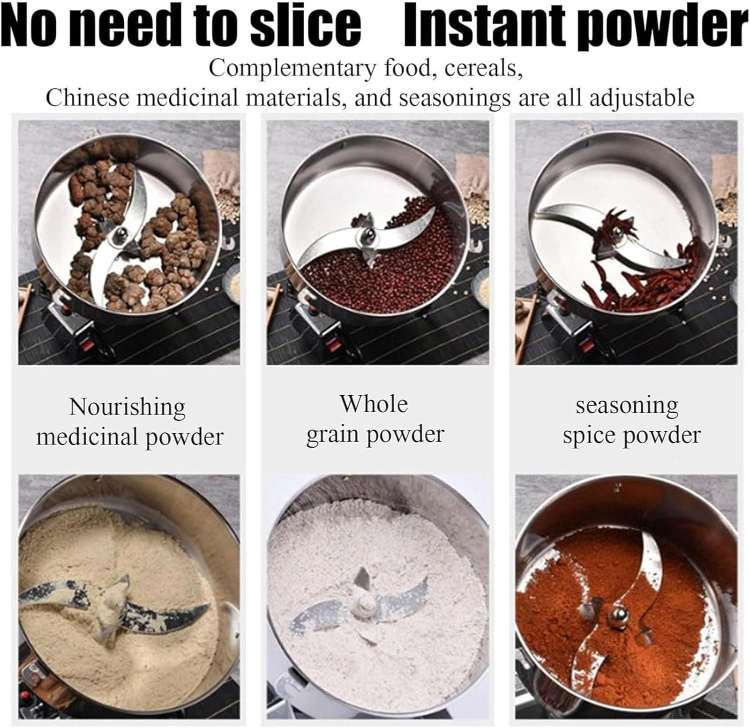 4500G Commercial Electric Grinder, 550W Multi-Function High-Speed Food Blender, 270° Oscillating Coffee Grinder for Coffee Beans, Grains, Roots, Flour, Spices, Feed