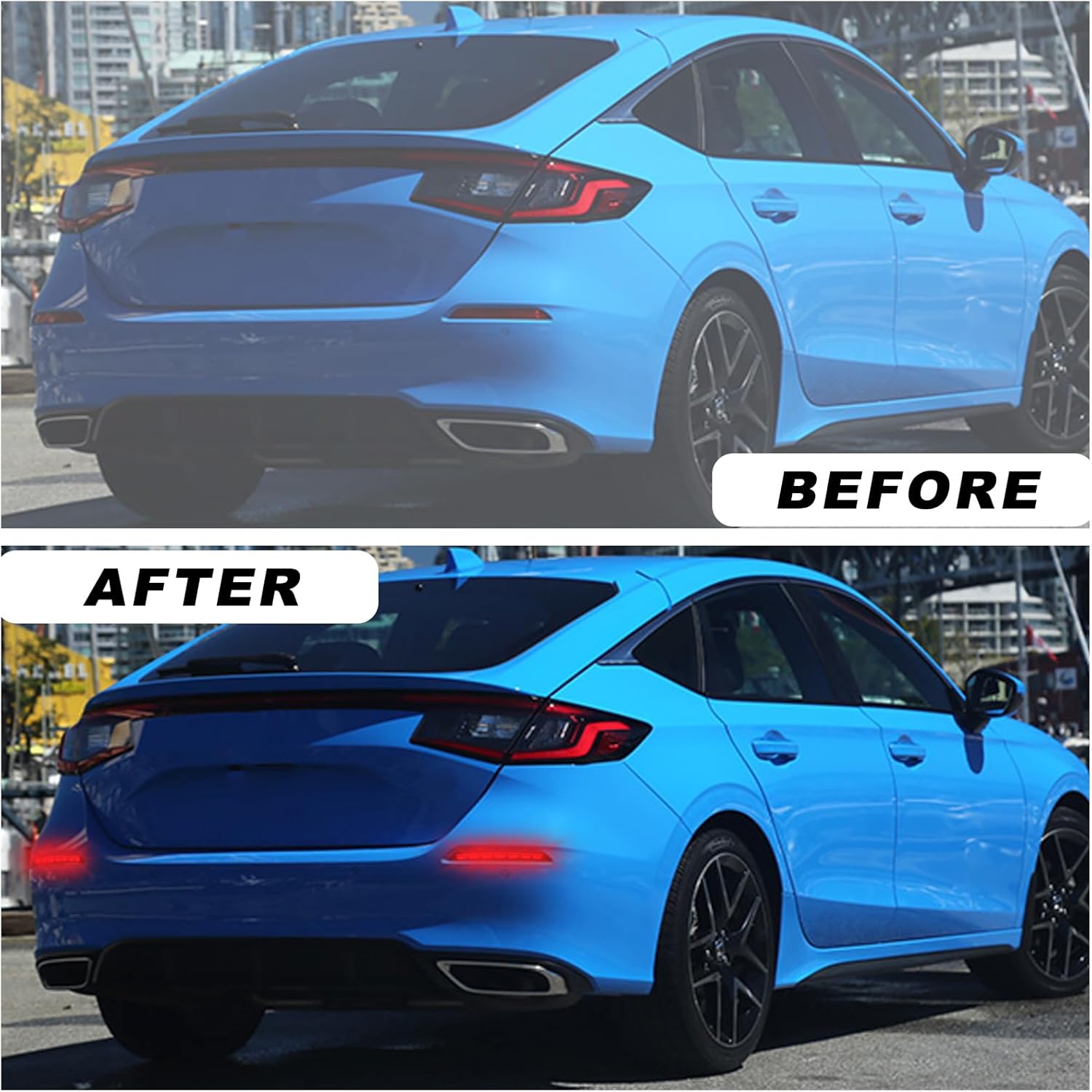 Smoke LED Rear Bumper Reflector Brake Tail Lights Kit for Honda Civic LX Sport EX Touring 2022-2024 | Turn Signals & Daytime Running Light | Plug & Play Replacement for Rear Bumper Reflector