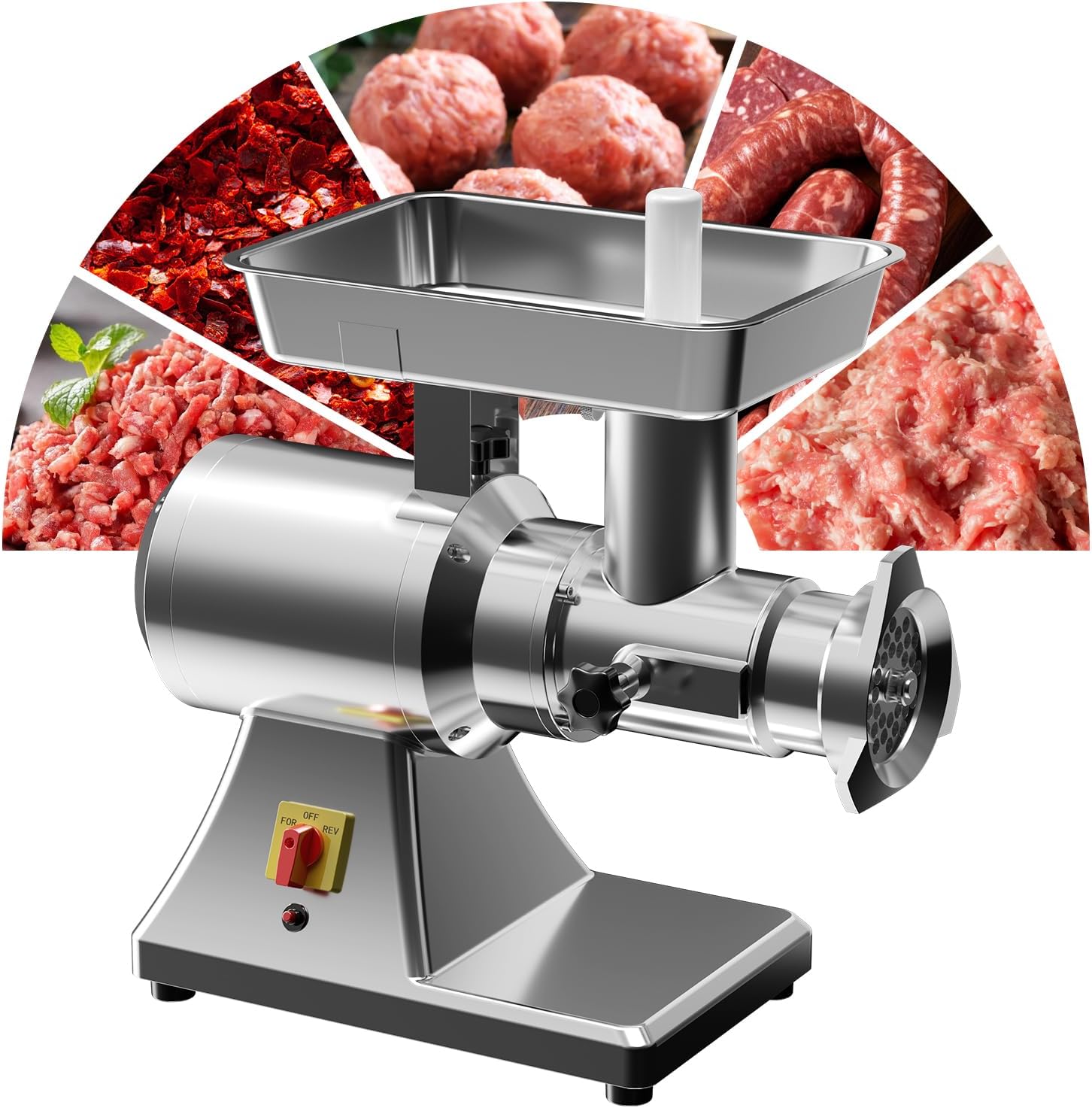 #12 Electric Meat Grinder Heavy Duty, 1.3 HP Stainless Steel Commercial Meat Grinder Machine with Sausage Tube for Deer Processing, Pet Food