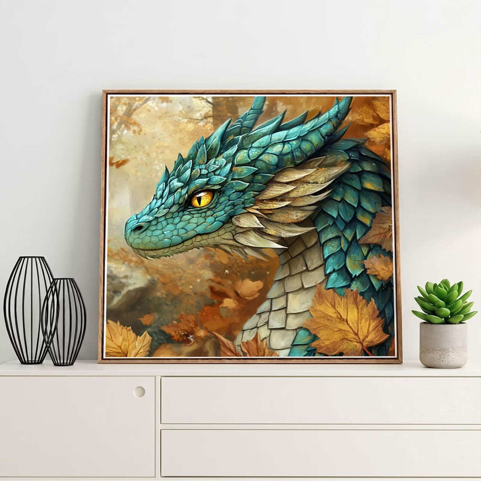 Broderie Diamant Kit Complet 5D, Animal Diamond Painting Adulte Plein Foret, Peinture Diamant pour Adulte Enfant Débutant, Loisirs Créatifs de Détente et Décoration Maison, Dragon 100x100cm FX#169