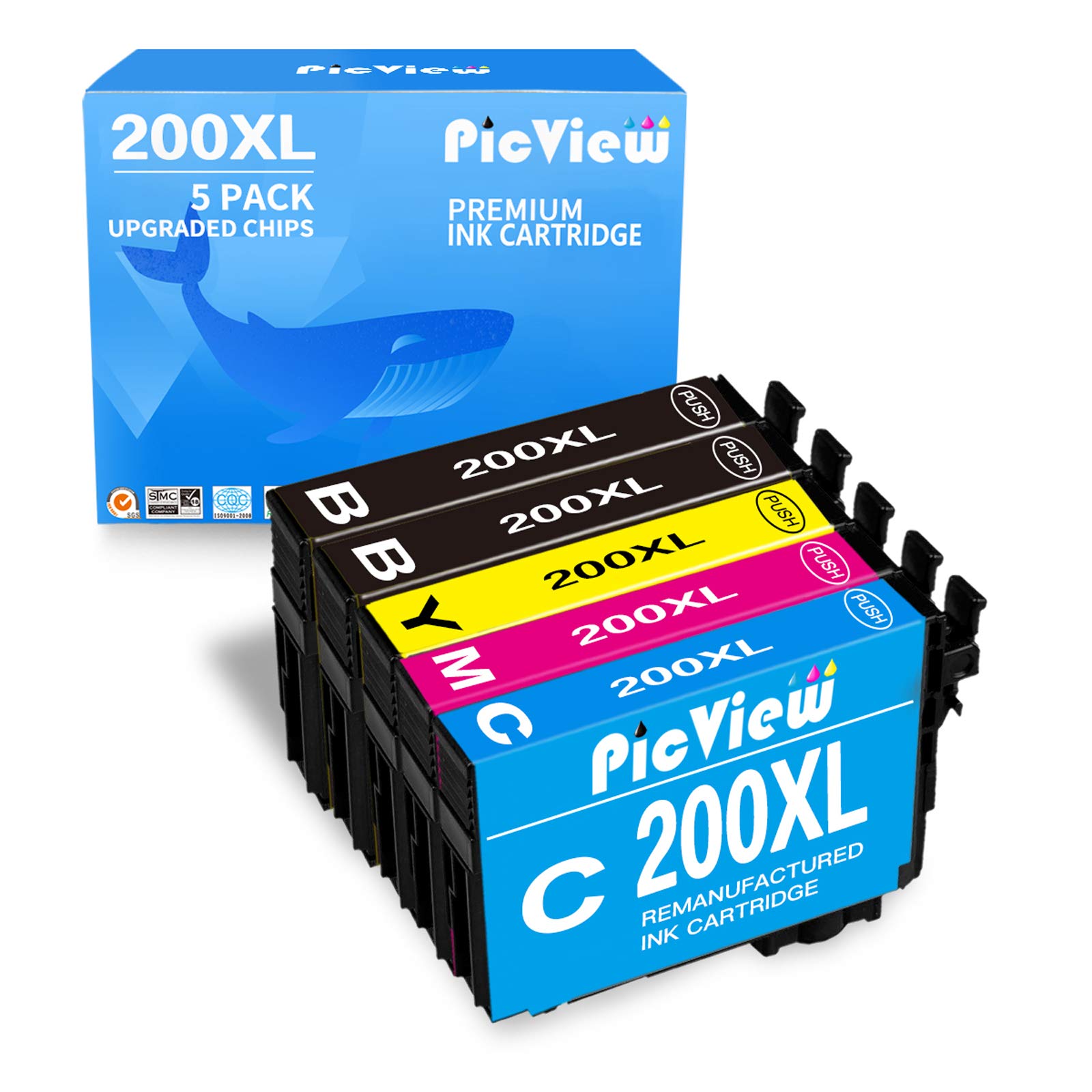 Run StarPicView Remanufactured Ink Cartridge Replacement for Epson 200XL 200 T200XL to use with XP-200 XP-310 XP-400 XP-410 WF-2520 WF-2540 WF-2530 (2 Black 1 Cyan 1 Magenta 1 Yellow, 5 Pack)