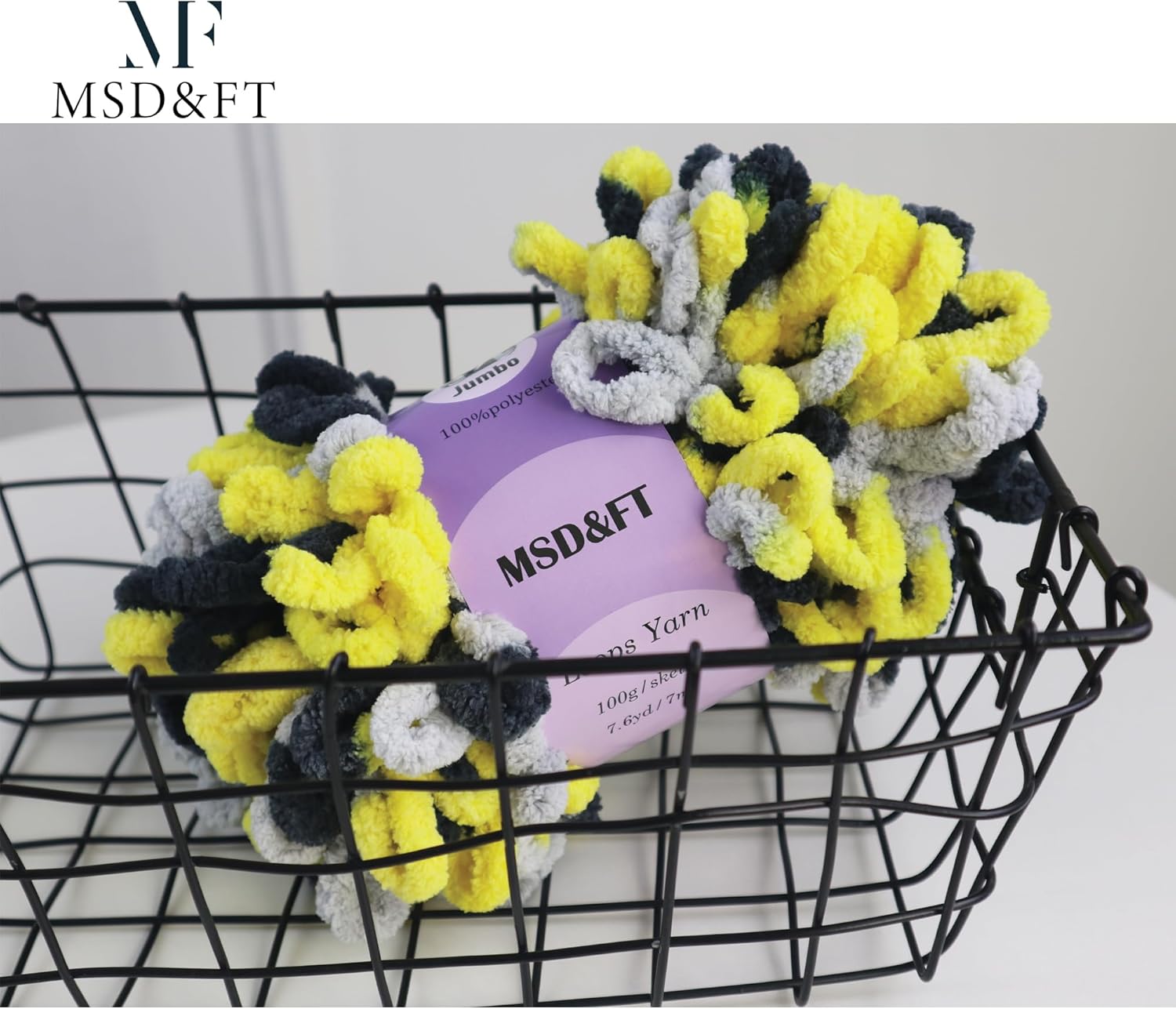 MSD&FT 6 skeins of Loops Yarn,Crochet,Finger,DIY Yarn (Yellow Black)