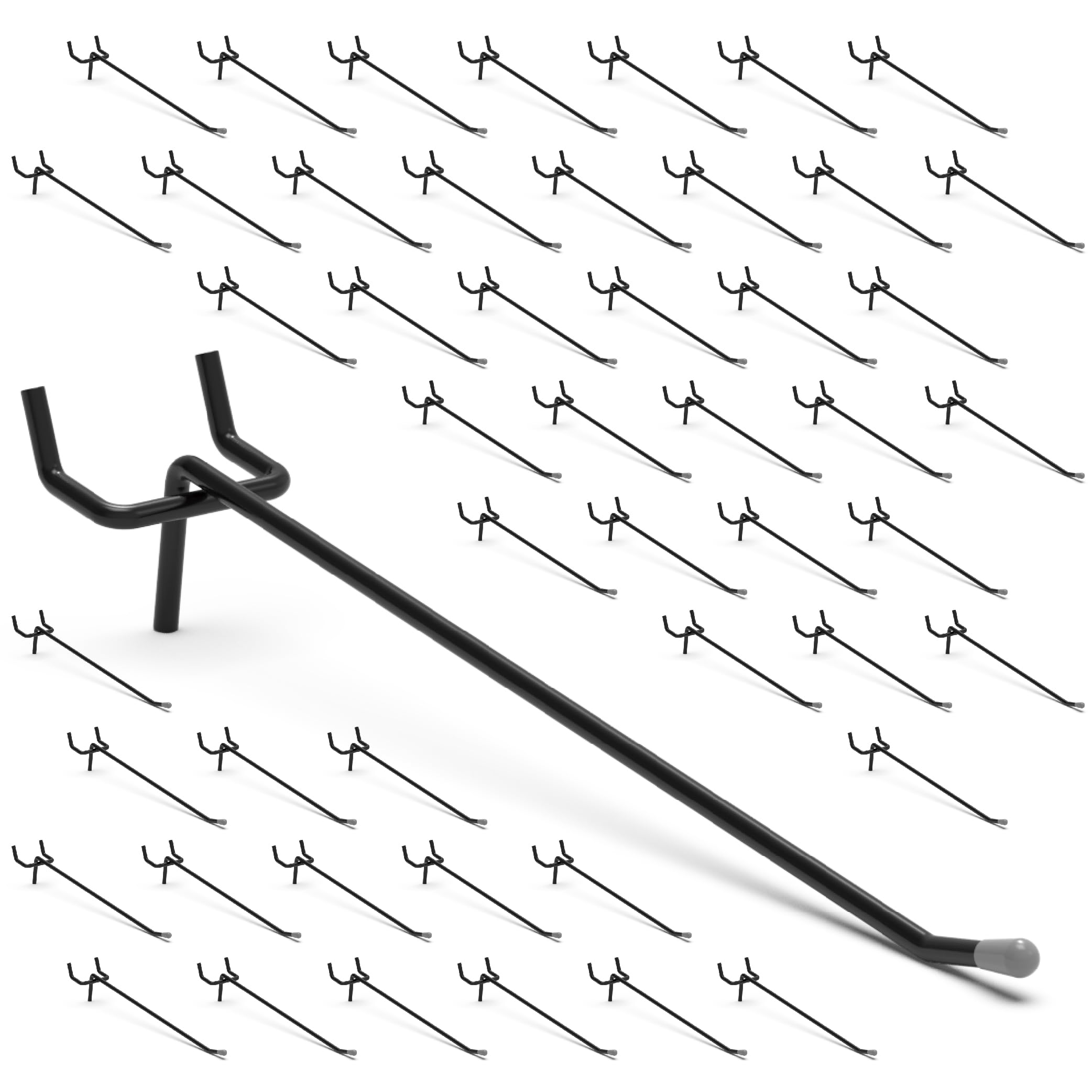 50-Pack Black Pegboard Hooks 6 Inch - Fits 1/8 and 1/4 Inch Boards