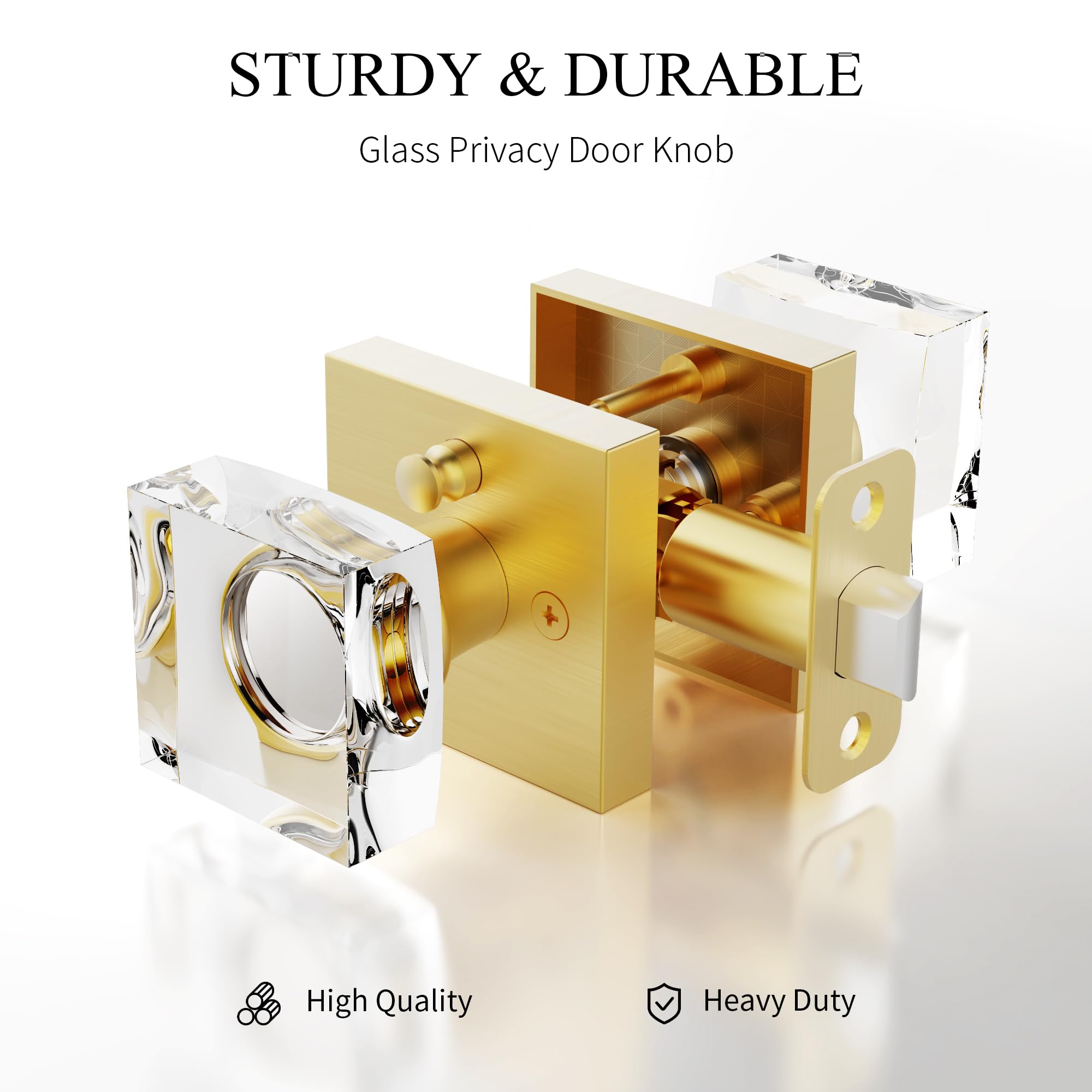 Brushed Gold Door Knobs - Crystal & Modern Design -2