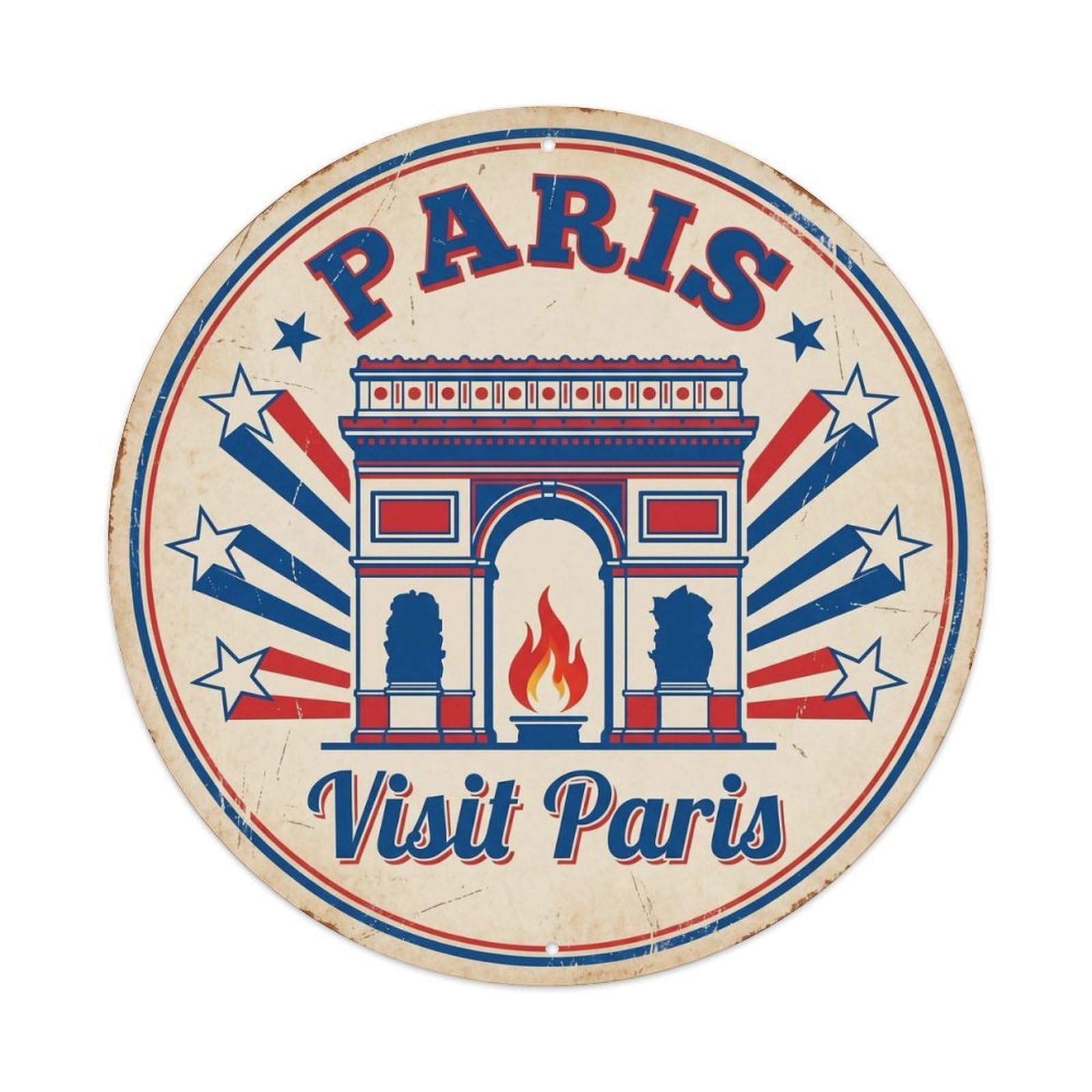 Vintage Travel Paris Triumphal Stars Metal Tin Sign Plaque