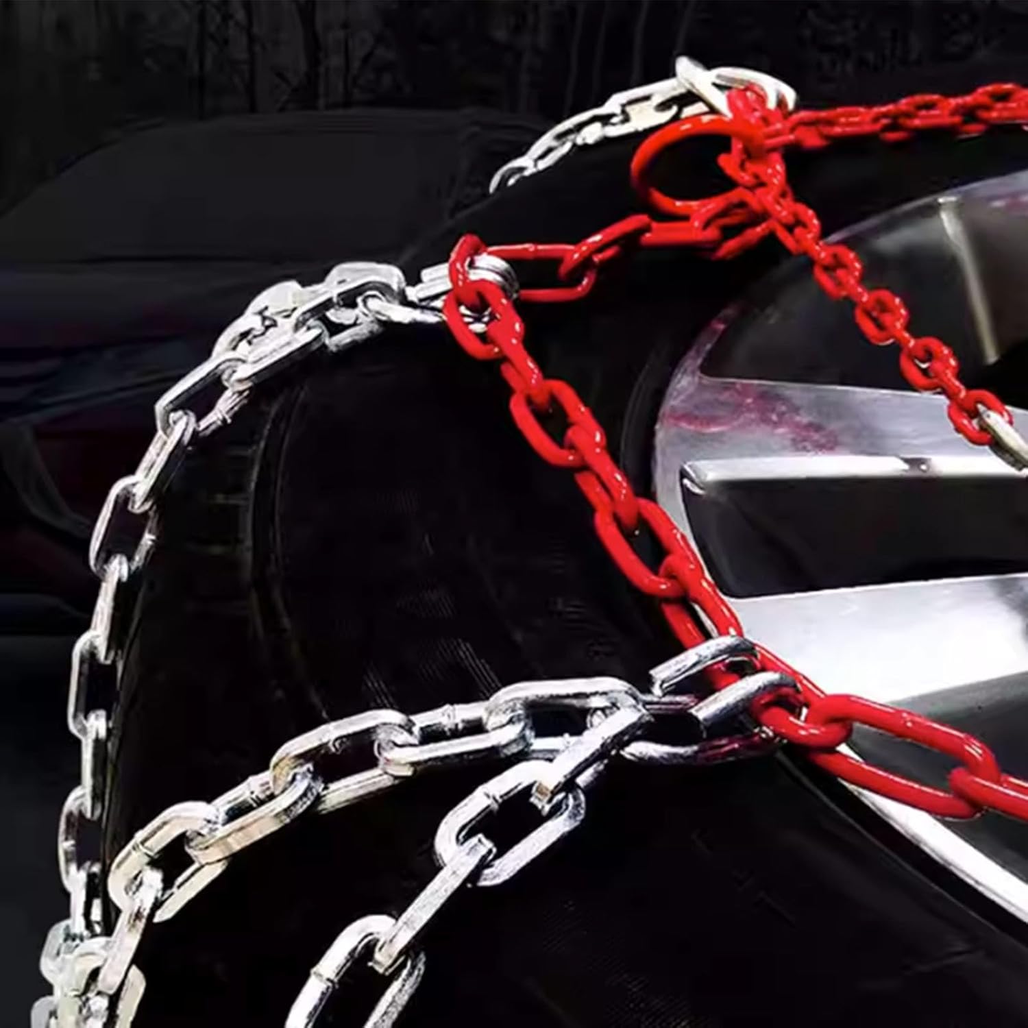 Snow Chains 2 Pcs Snow Tire Chains Security Snow Chains for Cars Passenger SUV Trucks Pickups 155R14