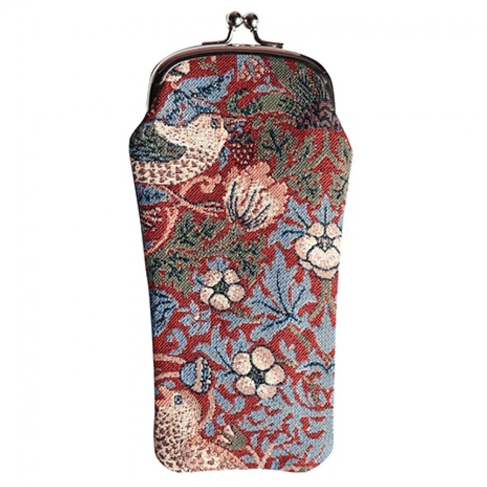 Signare Glasses Pouch Case Stawberry Thief Red