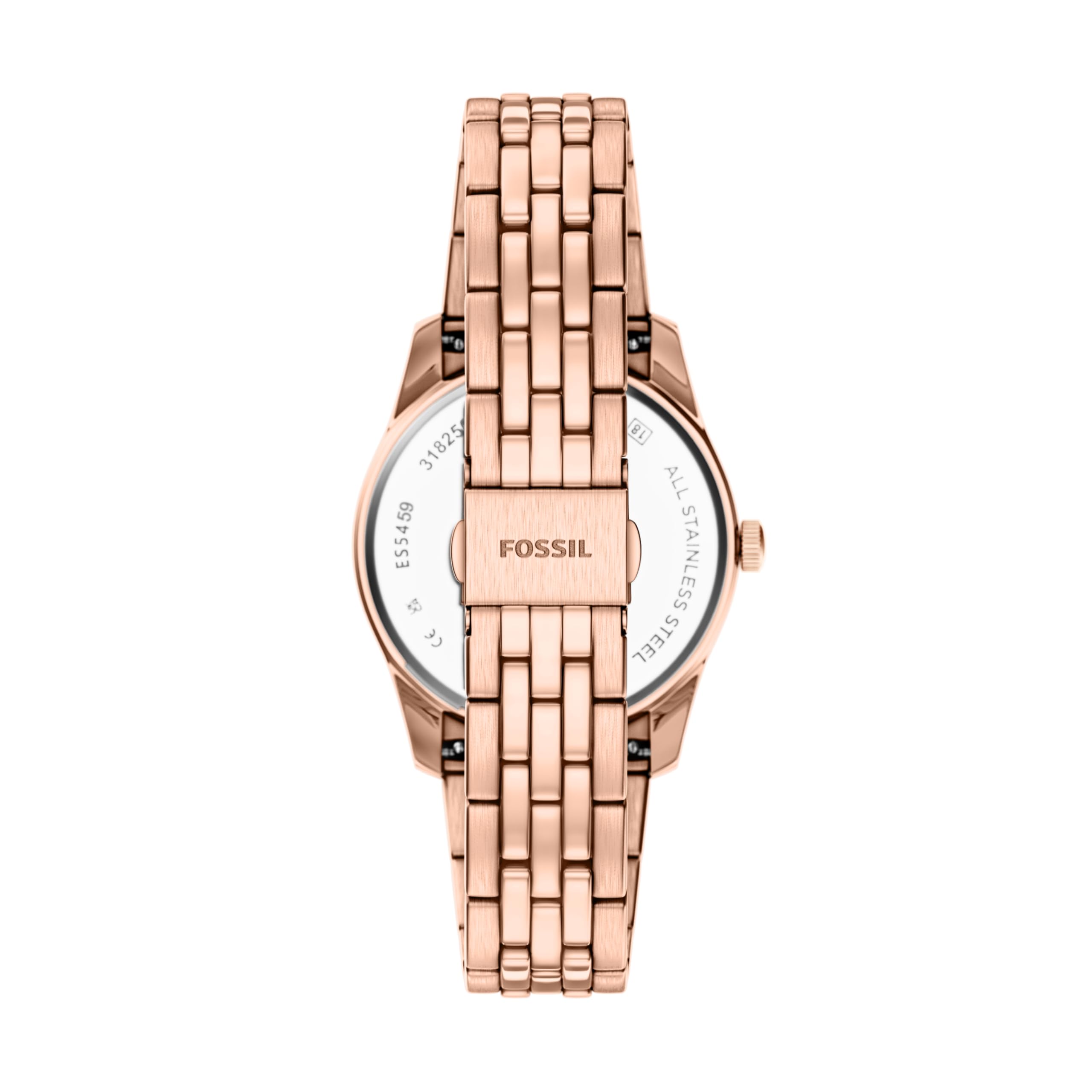 Fossil Reloj Scarlette para Mujer, 32 mm, Movimiento de Cuarzo con Tres Agujas con Fecha y Correa de Acero Inoxidable