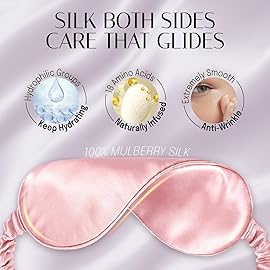 OLESILK Silk Sleep Mask, 100% Mulberry Silk Eye Mask for Sleeping, Double Layer Filling and Elastic Strap, Travel and Nap, Soft Eye Cover Eyeshade with Luxury Bag and Ear Plugs, Pink