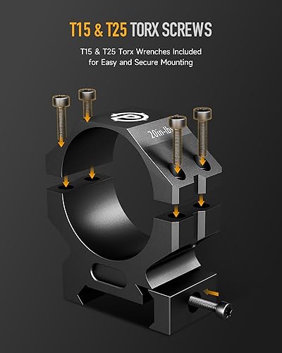 Miniatura 5 de Pinty Anillos para mira de 30/34 mm, juego de 2 monturas de mira para rifle de 45°, anillos de montaje de mira de aleación de aluminio con altura