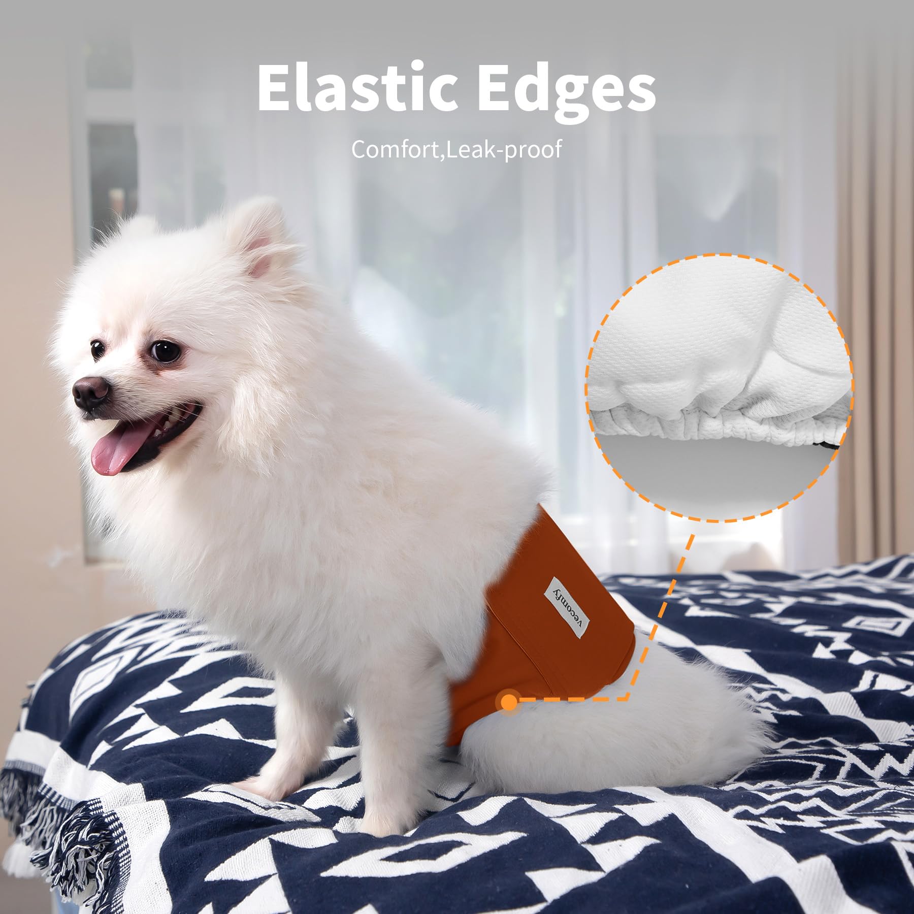 Vecomfy Bauchbänder für männliche Hunde (5er-Pack), hochwertig, waschbar, wiederverwendbar, extra groß, auslaufsicher, Größe XXL